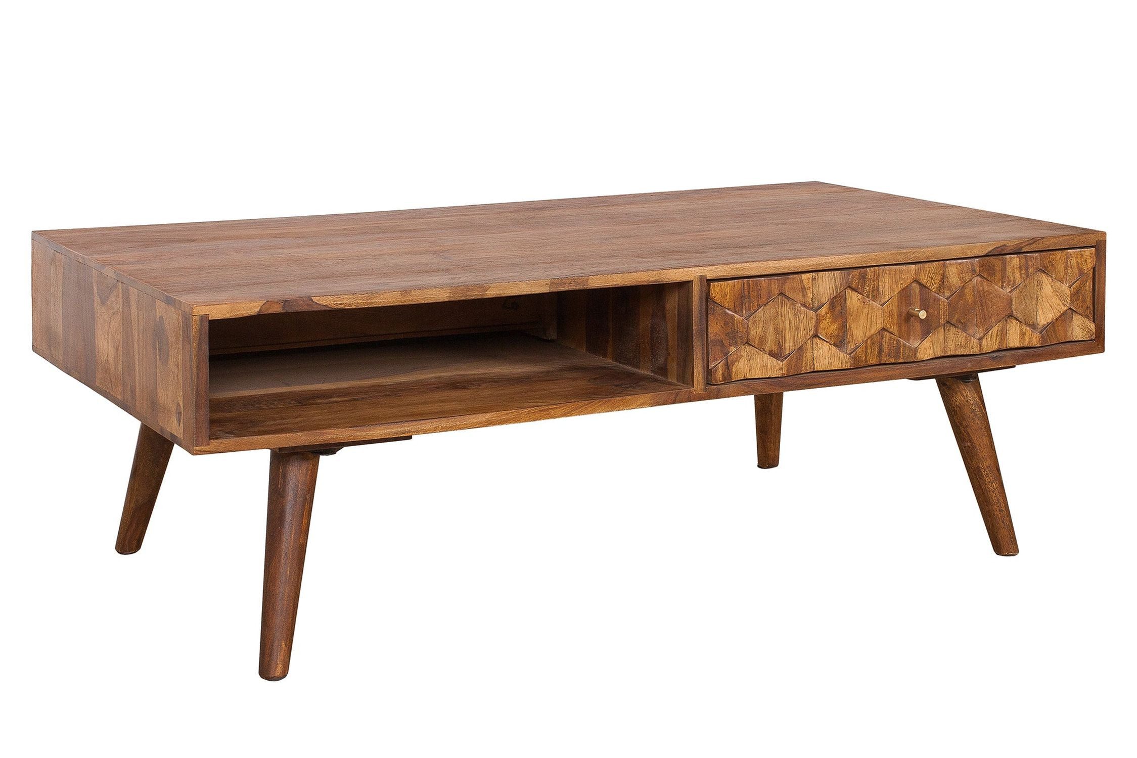 Licht-Erlebnisse Couchtisch JAKARTA, mit Schublade aus Holz in Natur 110 x 60 x 40 cm (LxBxH)