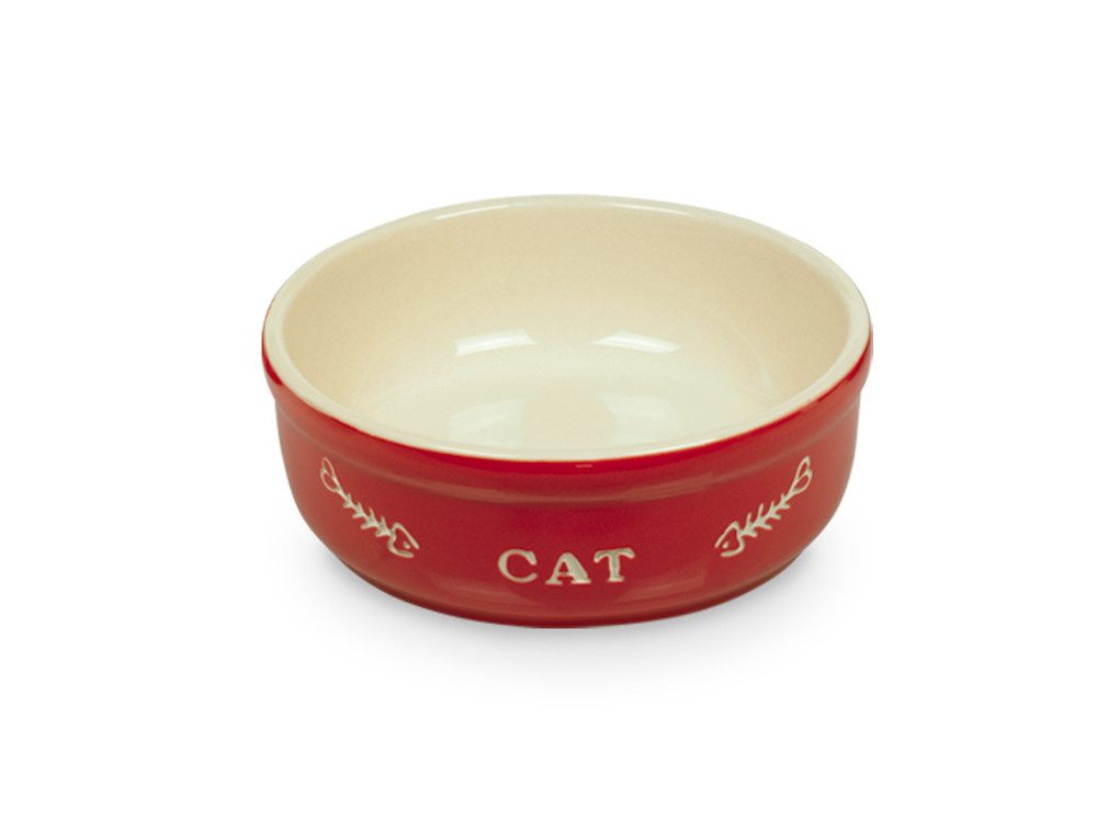 Nobby Futternapf Katzen Keramikschale "CAT", rot/beige, 240ml