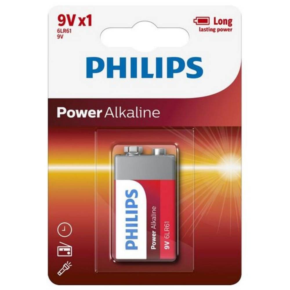 Philips Power Alkaline 6LR61 9V 1550 Batterie