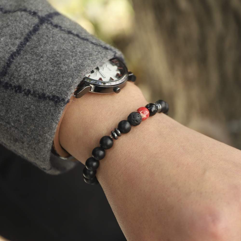 Kim Johanson Armband Chakra, mit Jaspis, Naturstein, elastisch, Yoga Schmuck, Geschenk