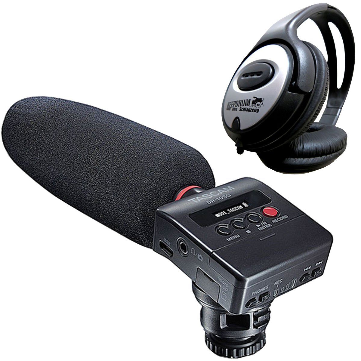 Tascam DR-10SG Richtmikrofon und Audio-Recorder Digitales Aufnahmegerät (mit Kopfhörer)