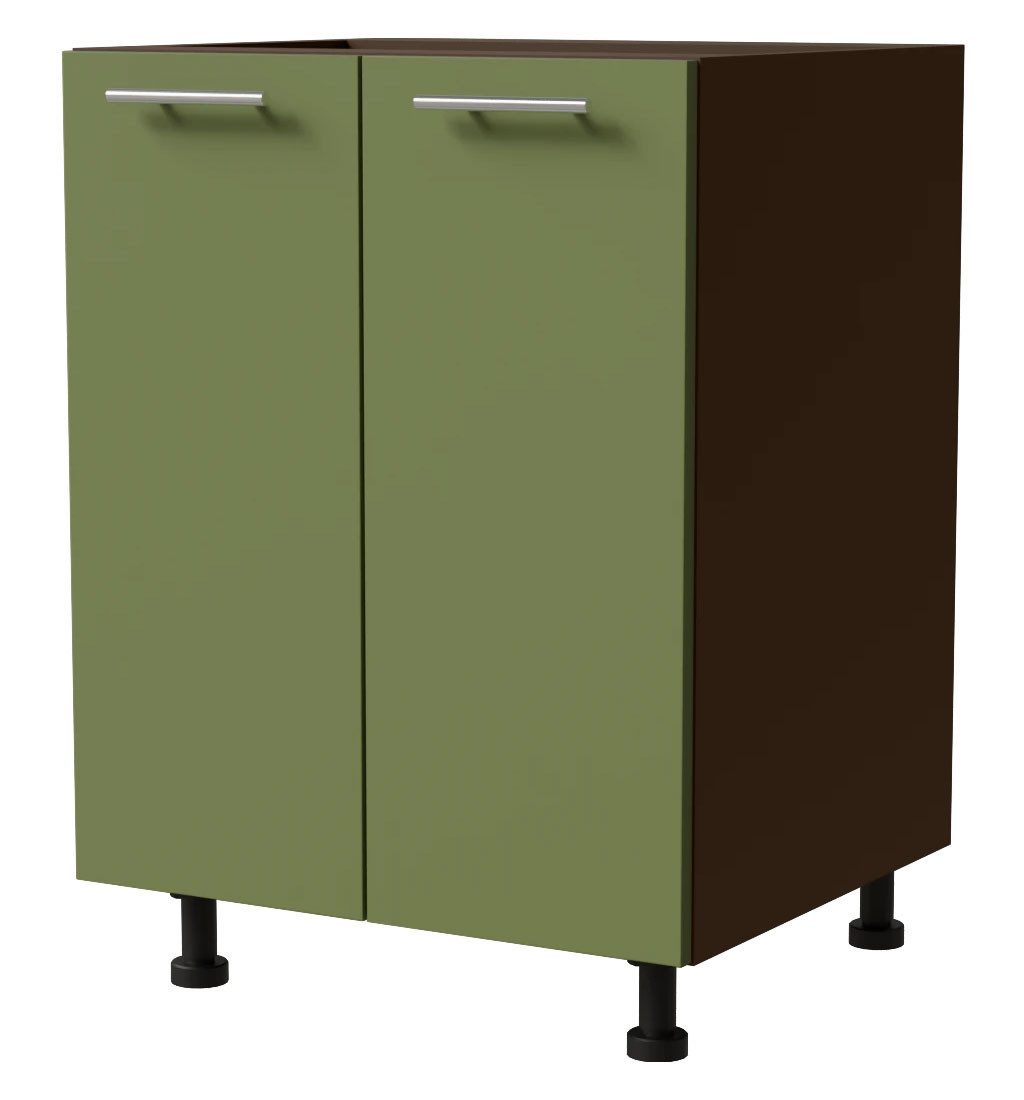 Feldmann-Wohnen Unterschrank Brerra (D11/60, 2-türig, 1 Einlegeboden, 1-St., moderne Optik, lackierte Fronten, 60x50x82cm) lava / RAL 6025 farngrün matt