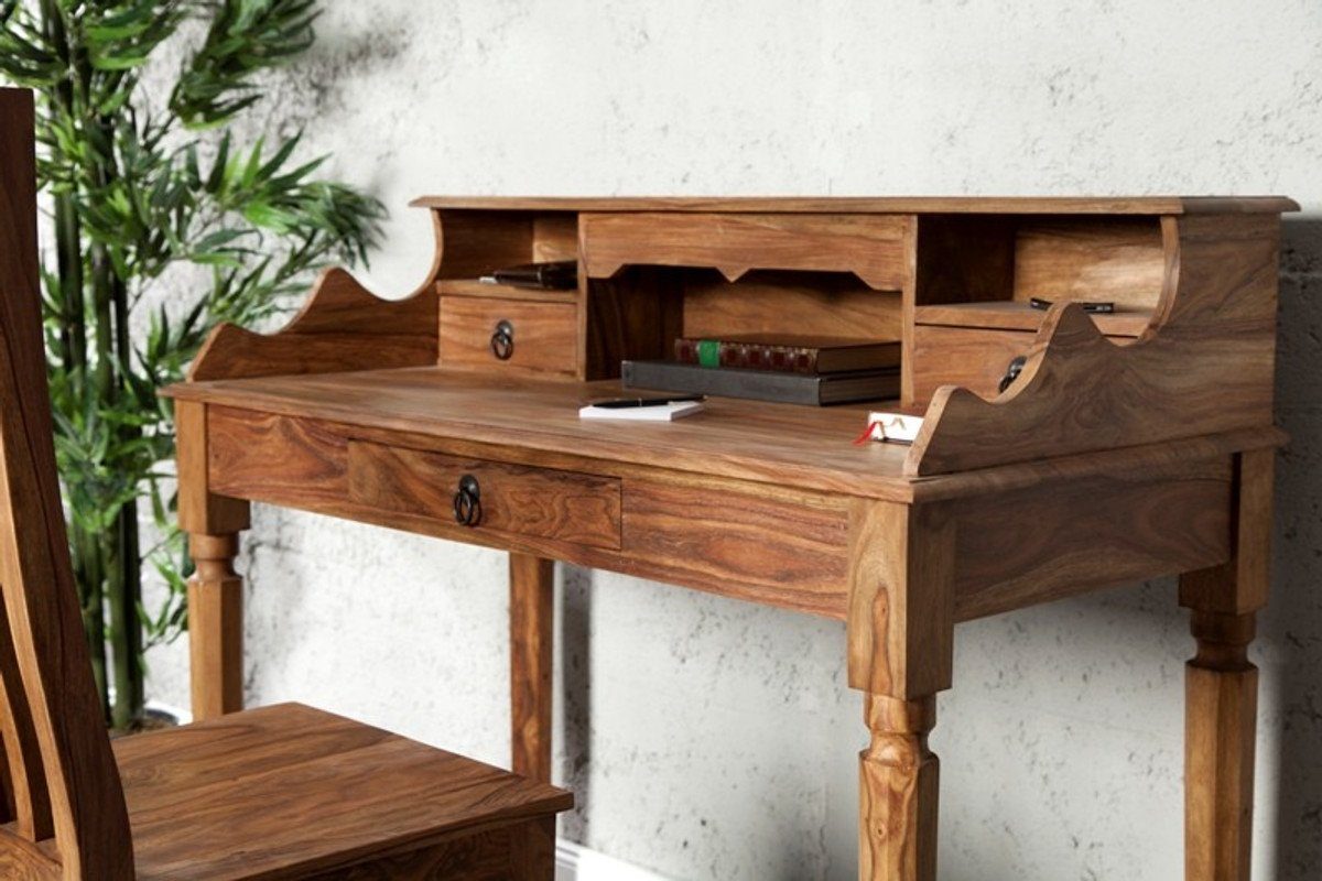 Casa Padrino Schreibtisch Qualität - Schreibtisch Barock Luxus - aus mit Schubladen Sekretär - Konsole Sekretär Sheeshamholz edlem