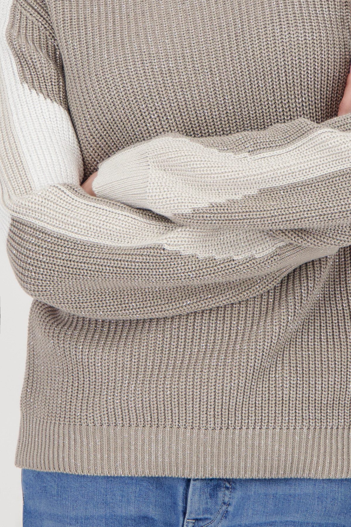 Monari Strickpullover Pullover Colorblock Perlfang Mit Rundhalsausschnitt