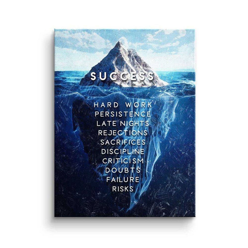 DOTCOMCANVAS® Leinwandbild, Englisch, Leinwandbild Eisberg des Erfolgs xxl Motivation Mindset Büro Motiv mit ohne Rahmen