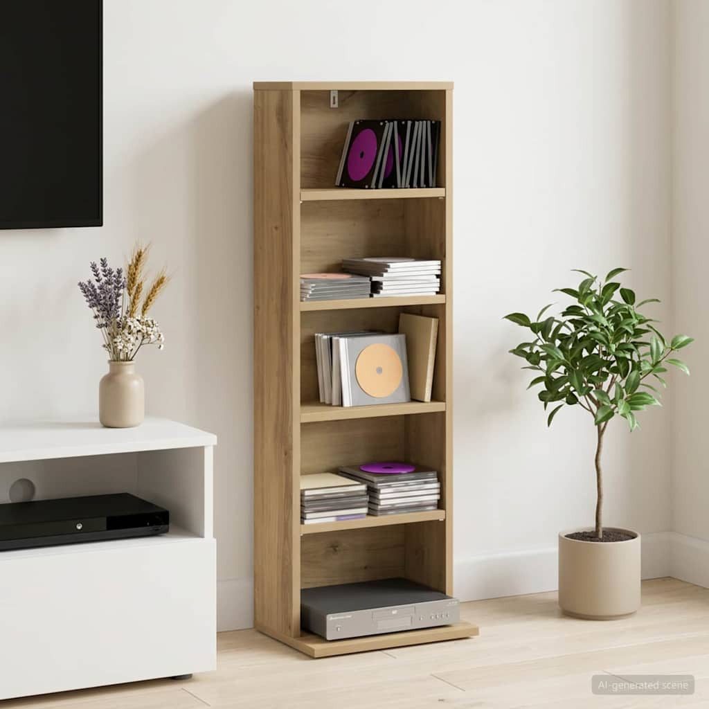vidaXL Schranksystem CD Regal Artisan-Eiche 33 x 23,5 x 97,5 cm Holzwerkstoff (1-St)