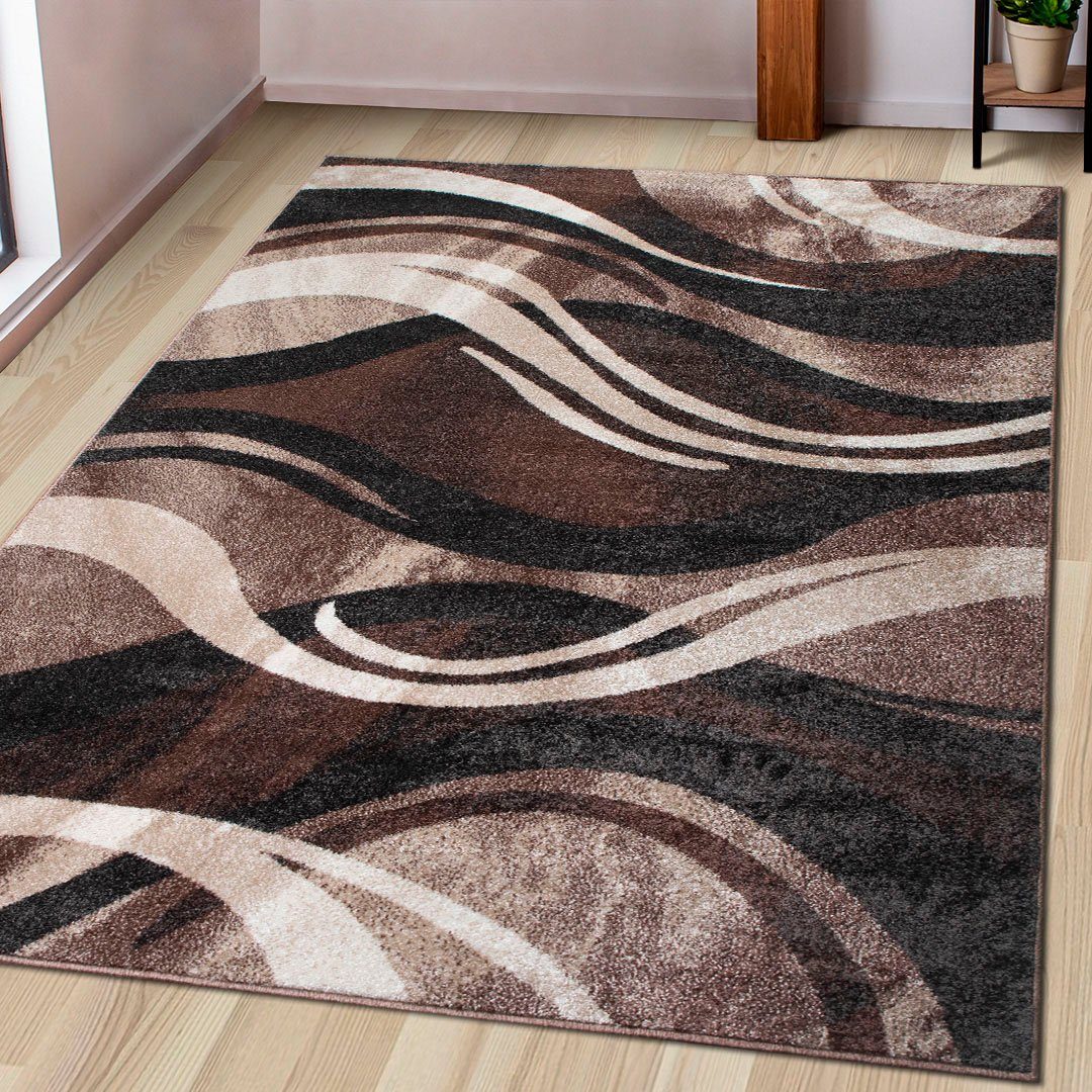 my home Teppich Joas, rechteckig, Höhe: 9 mm, besonders weicher Kurzflor in modernem Wellen Muster, leichter Glanz