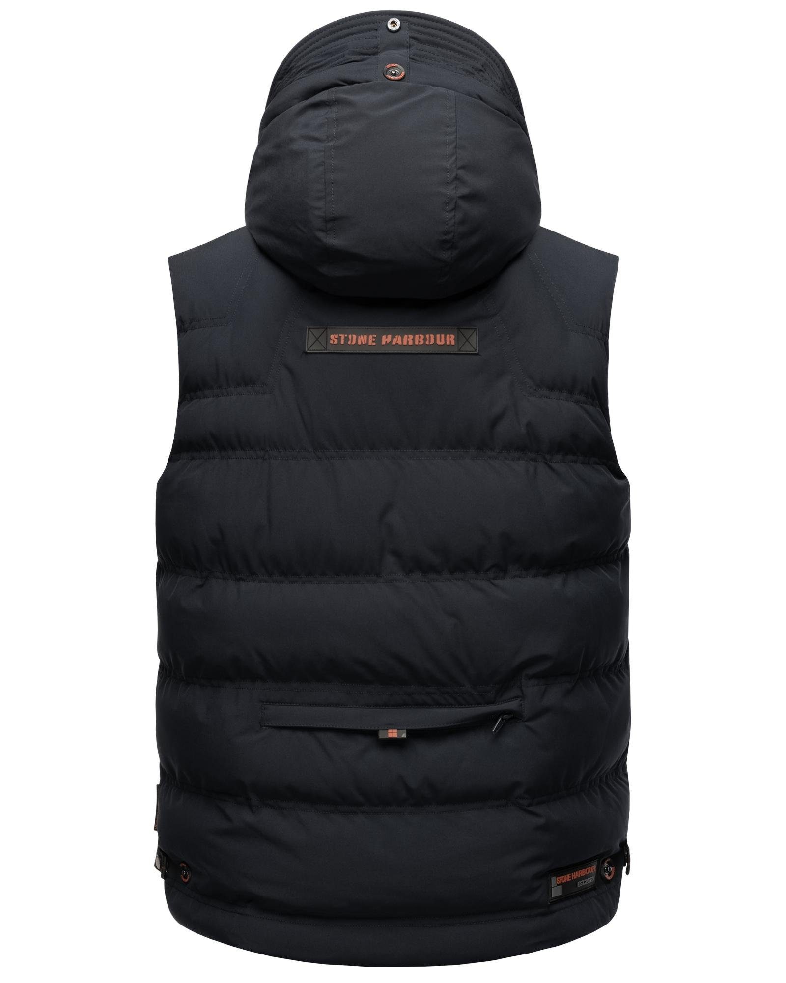 Stone Harbour Steppweste Egoor Sportliche Outdoorweste mit abnehmbarer Kapuze