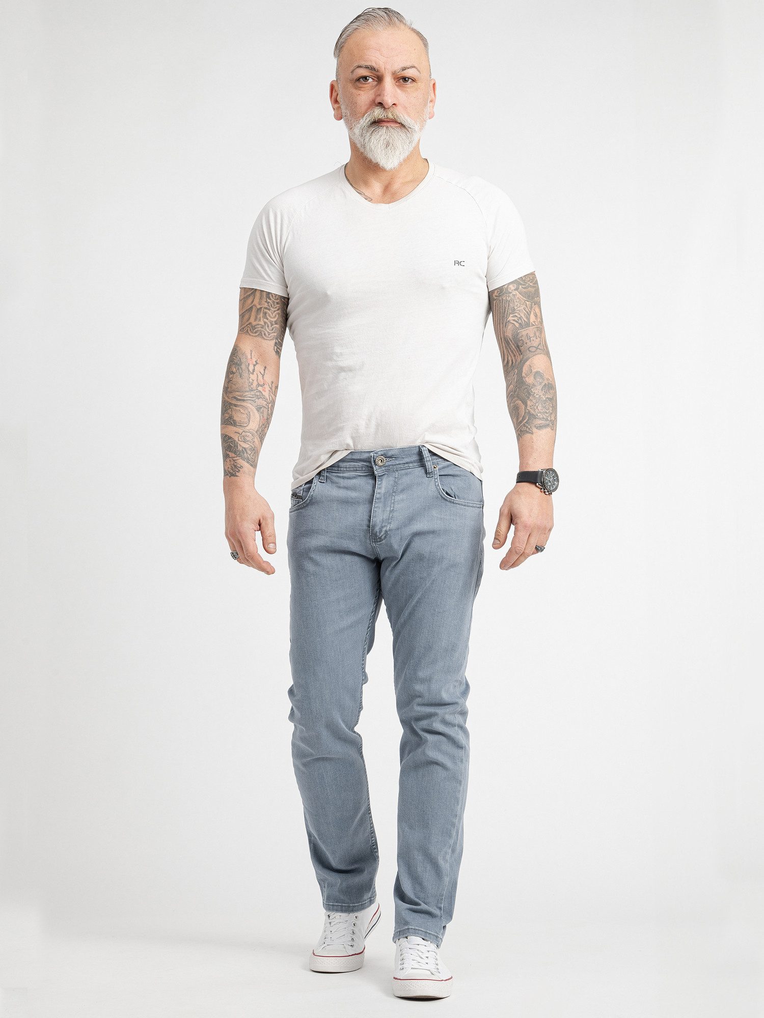 Rock Creek Regular-fit-Jeans Herren Jeans Stonewashed Grau RC-2415 – Bild 4 von 5