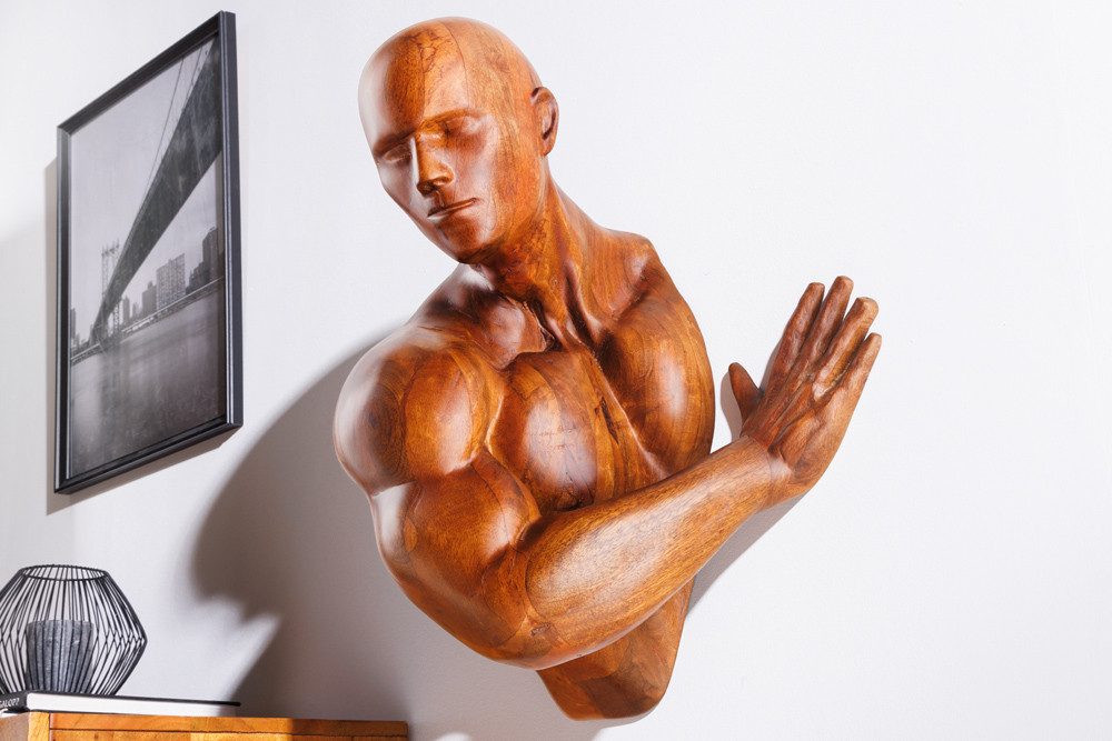 riess-ambiente Wanddekoobjekt SOUL 60cm braun (Einzelartikel, 1 St), Athlet · Mango-Massivholz · Skulptur · Figur · Modern Design