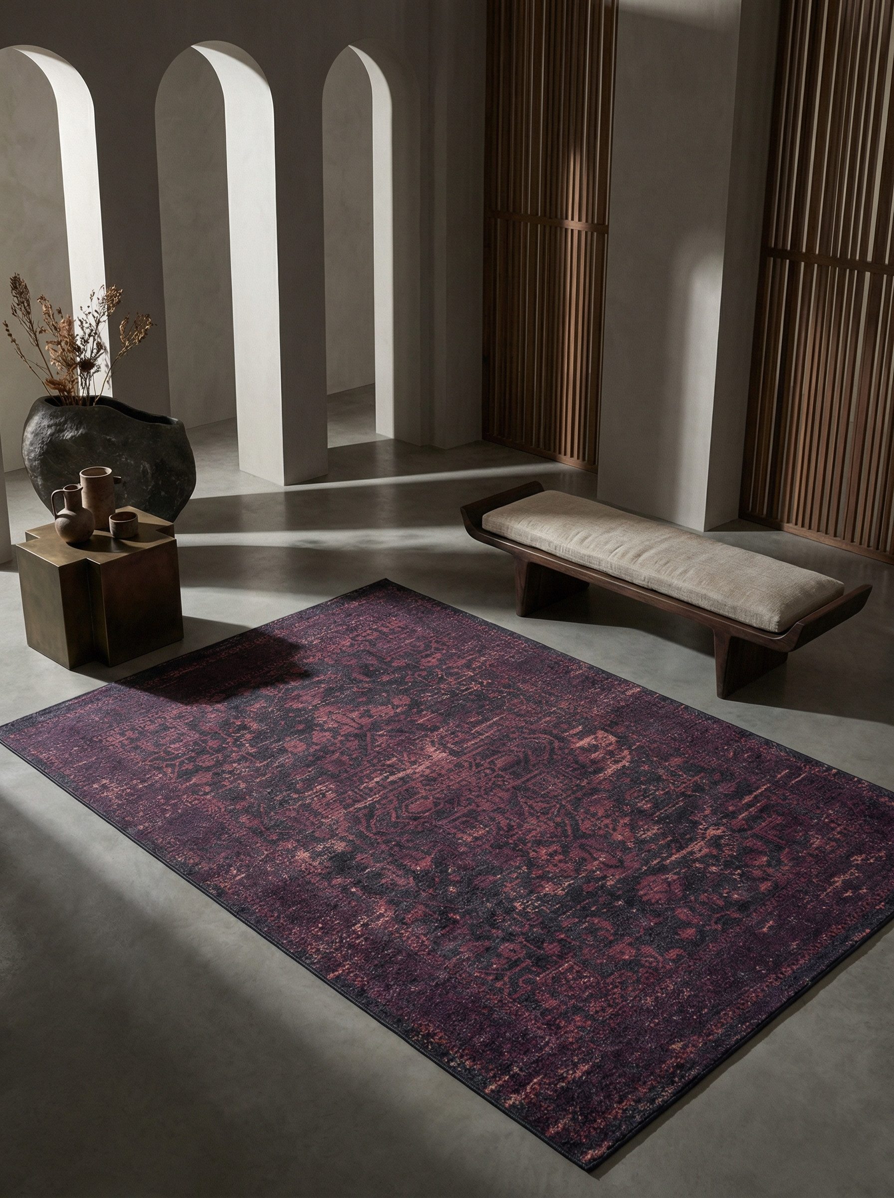 KADIMA DESIGN Teppich PIZOL Wohnzimmer Waschbar Schlafzimmer Wohnzimmerteppich Vintage, Läufer, Höhe: 5 mm, 80x150 cm, Esszimmer Webteppich Strapazierfähig Waschbar