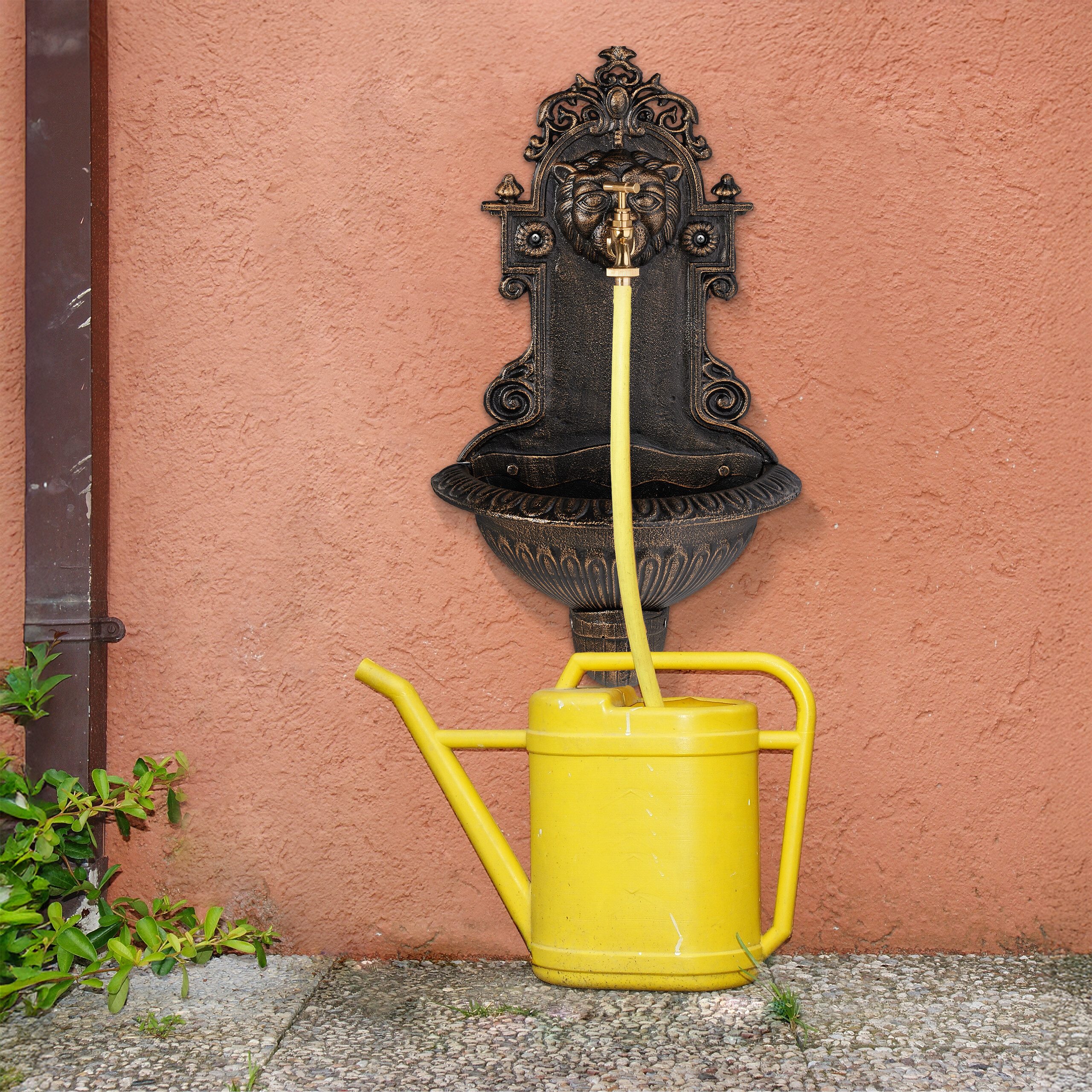 relaxdays Gartenbrunnen Wandbrunnen mit Wasserspeier, Wasserbecken günstig online kaufen