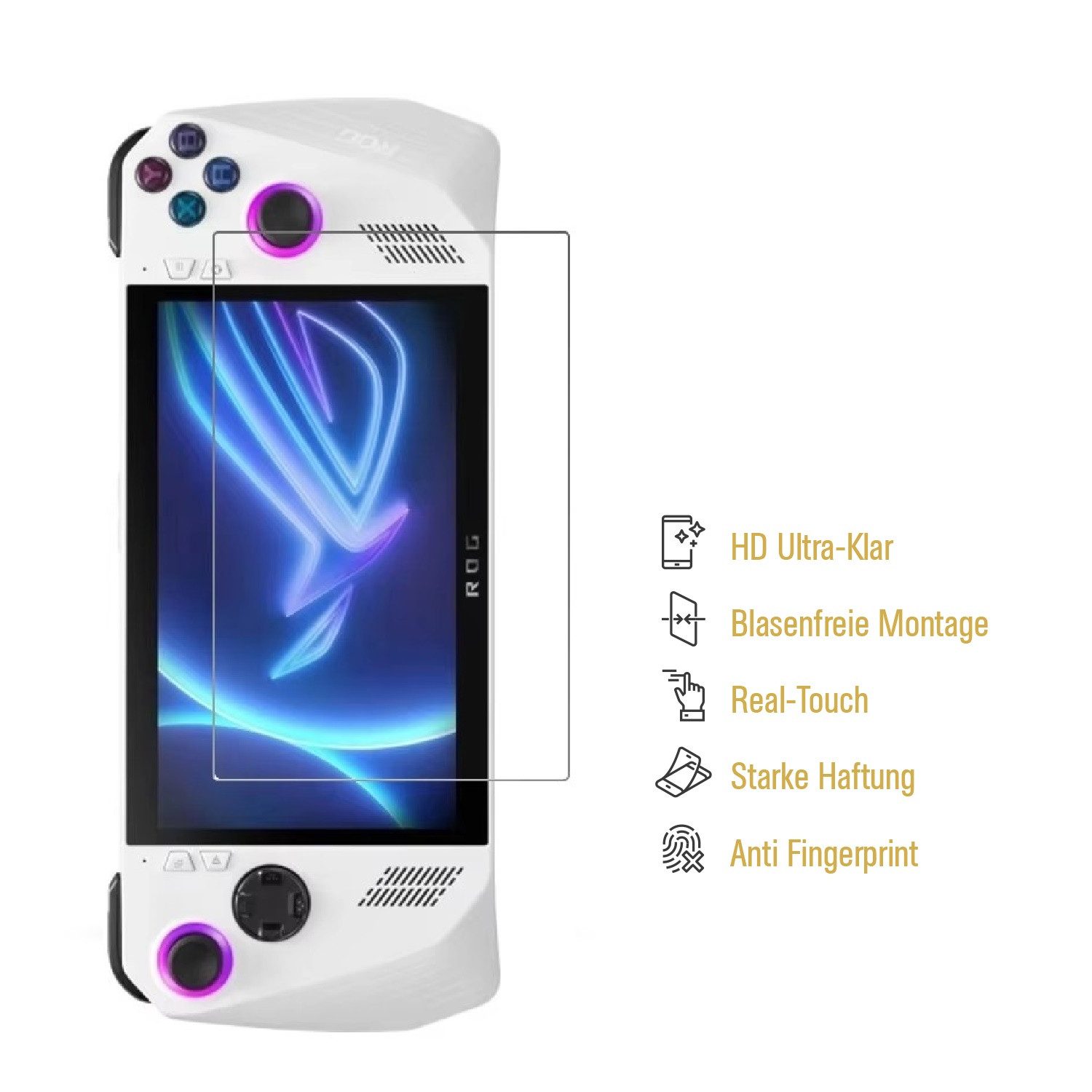 Protectorking Schutzfolie 1x Displayschutz für Asus Rog Ally HD KLAR Displayschutzfolie Schutzfo, (1-Stück), HD klar ANTI-SHOK ANTI-BRUCH-ANTI-STOß
