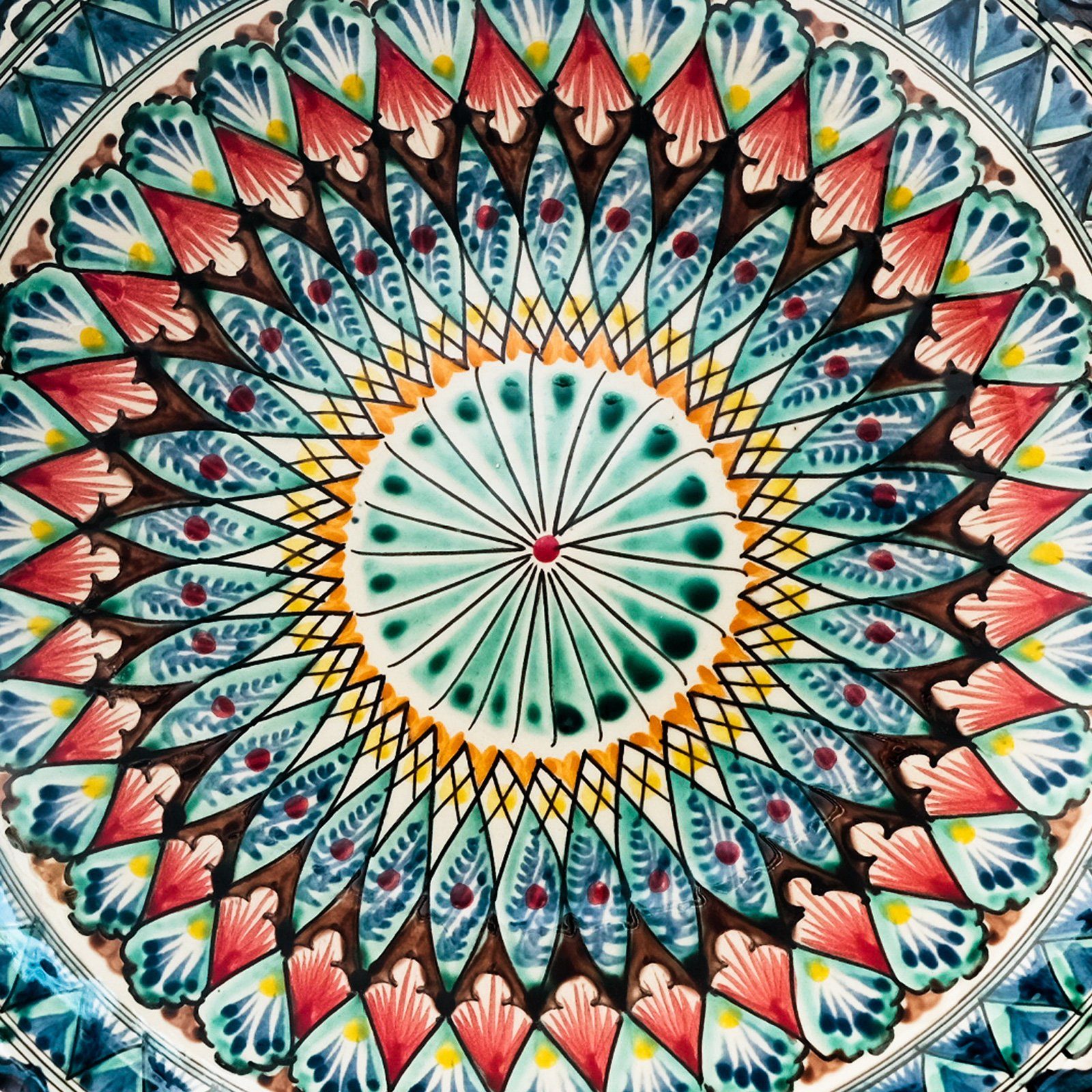 4BIG.fun Dekoteller Oriental Ljagan Lagan Ceramics Teller Handgemalt (Deko Teller)