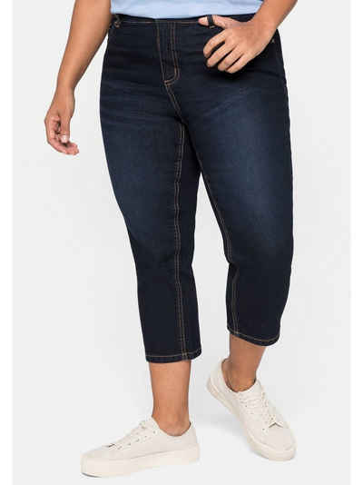 Sheego Caprijeans »Jeans« aus Baumwoll-Stretch, mit Kontrastnähten