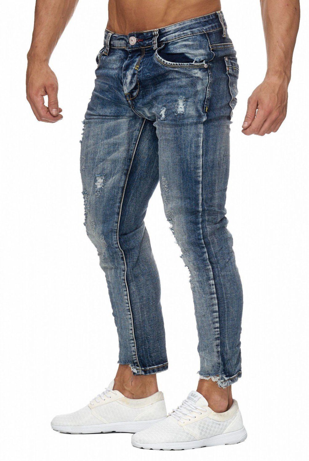 Lavecchia Herren Übergröße Jeans im Biker Look XXXXXL Stretch Crinkle Hose Grau 