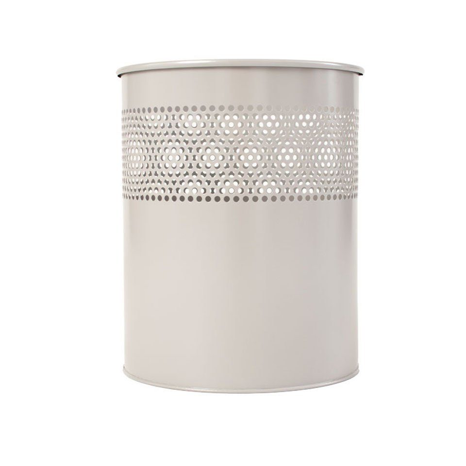 PROREGAL® Papierkorb Runder halbperforierter Silber Metall, Papierkorb 10L, Weiß aus