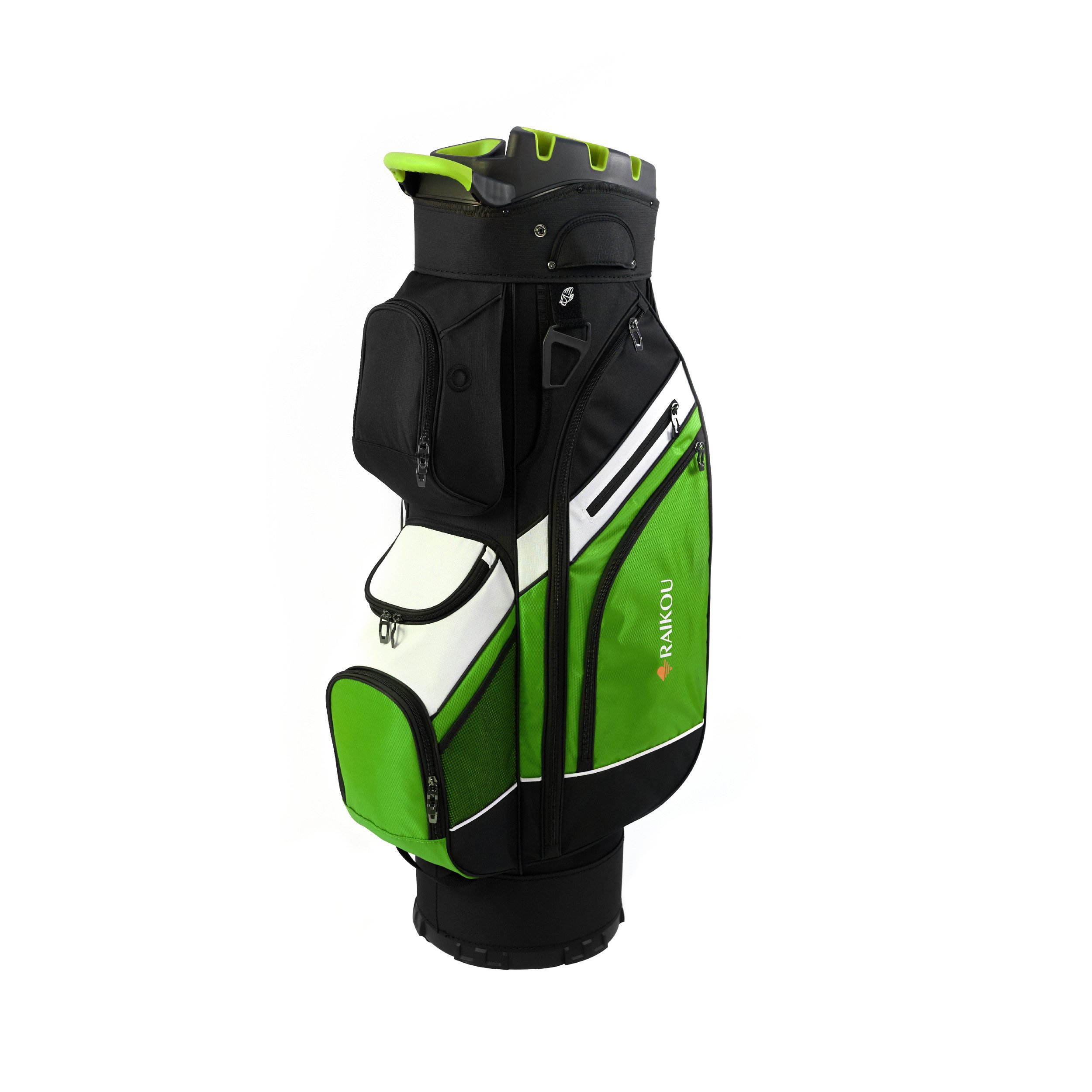 RAIKOU Golfballtasche Golf Cartbag mit 14-fach Organizer, wasserabweisende 9 Taschen, Schuhfach, leicht & stabil, Grau/Schwarz/Weiß