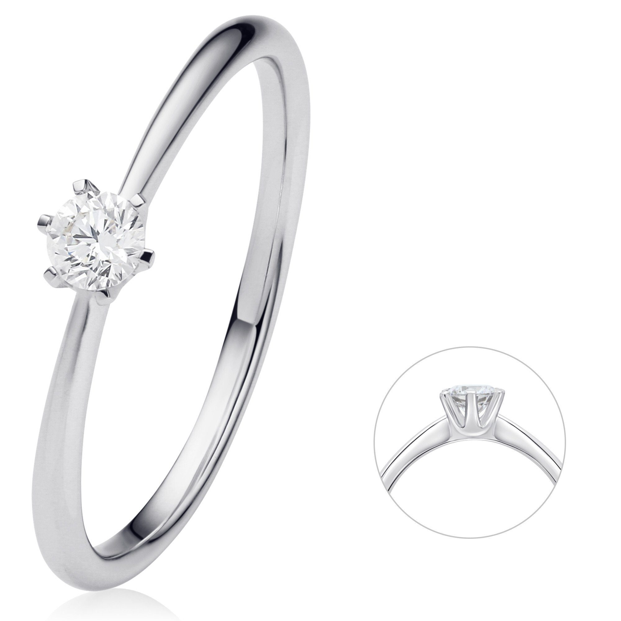 ONE ELEMENT Diamantring 0.15 ct Diamant Brillant Ring aus 585 Weißgold, Damen Gold Schmuck | Goldringe