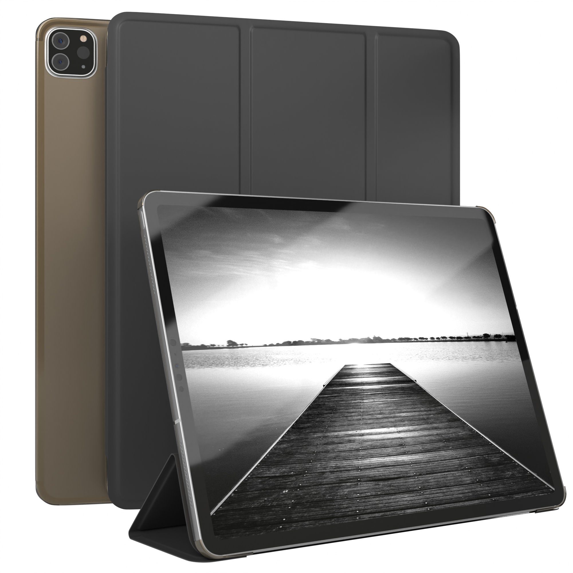 EAZY CASE Tablet-Hülle Smart Case für iPad Pro 12,9" 3./ 4./ 5./ 6. Gen. 12,9 Zoll, Hülle mit Standfunktion Tablet Klapphülle Anti-Kratz Tasche Schwarz
