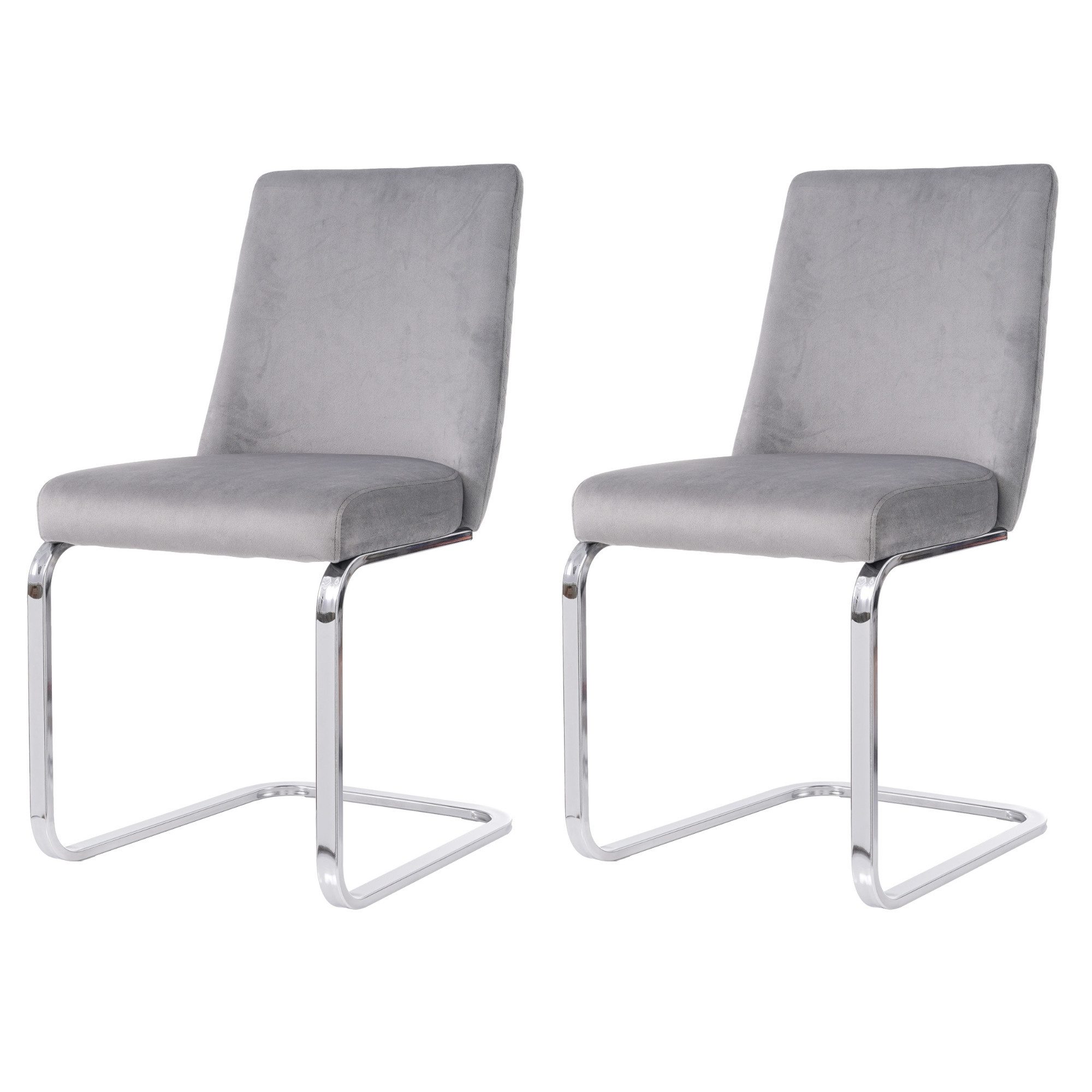 OKWISH Freischwinger Polsterstuhl (2 St), Esszimmerstühle Schwingstühle Samt, Metallbeine
