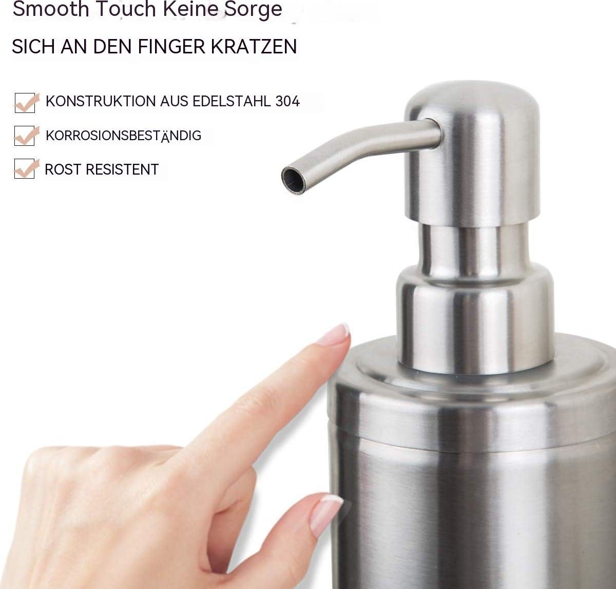 Seifenspender, Nickel, ml, 300 TUABUR Badezimmer, gebürstetes Küche., Seifenablage 1-St.