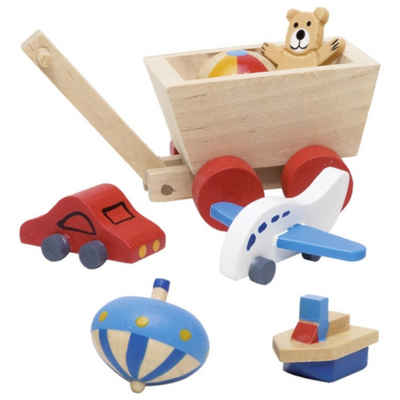 Gollnest & Kiesel Puppenmöbel Accessoires Kinderzimmer 7tlg aus Holz für Puppenhaus 51938 (7tlg), Mit Spielzeug, Bollerwagen