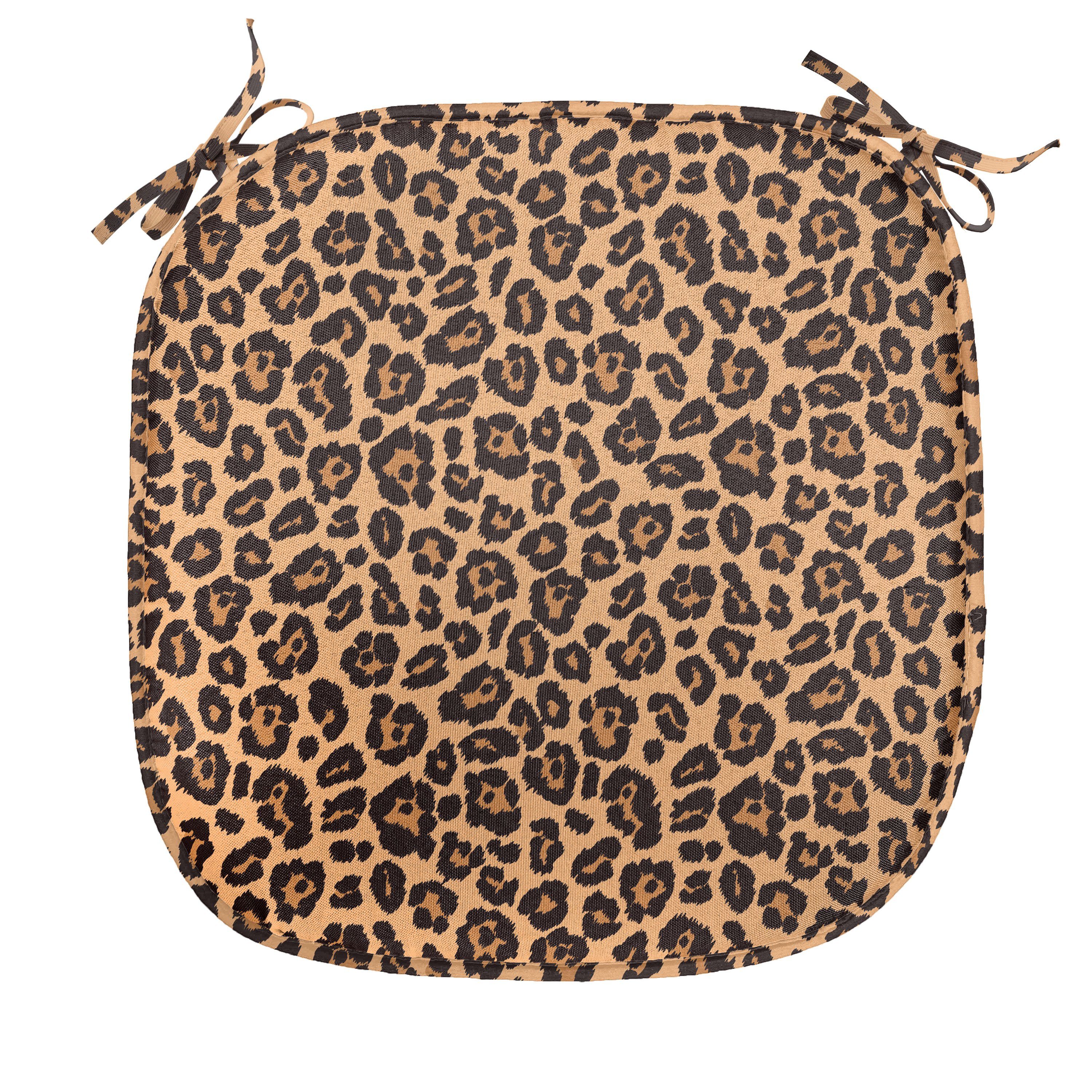 Abakuhaus Stuhlkissen wasserfestes Riemen Dekoratives Afrikanische Leopard-Druck mit Exotische Kissen für Küchensitze, Orange
