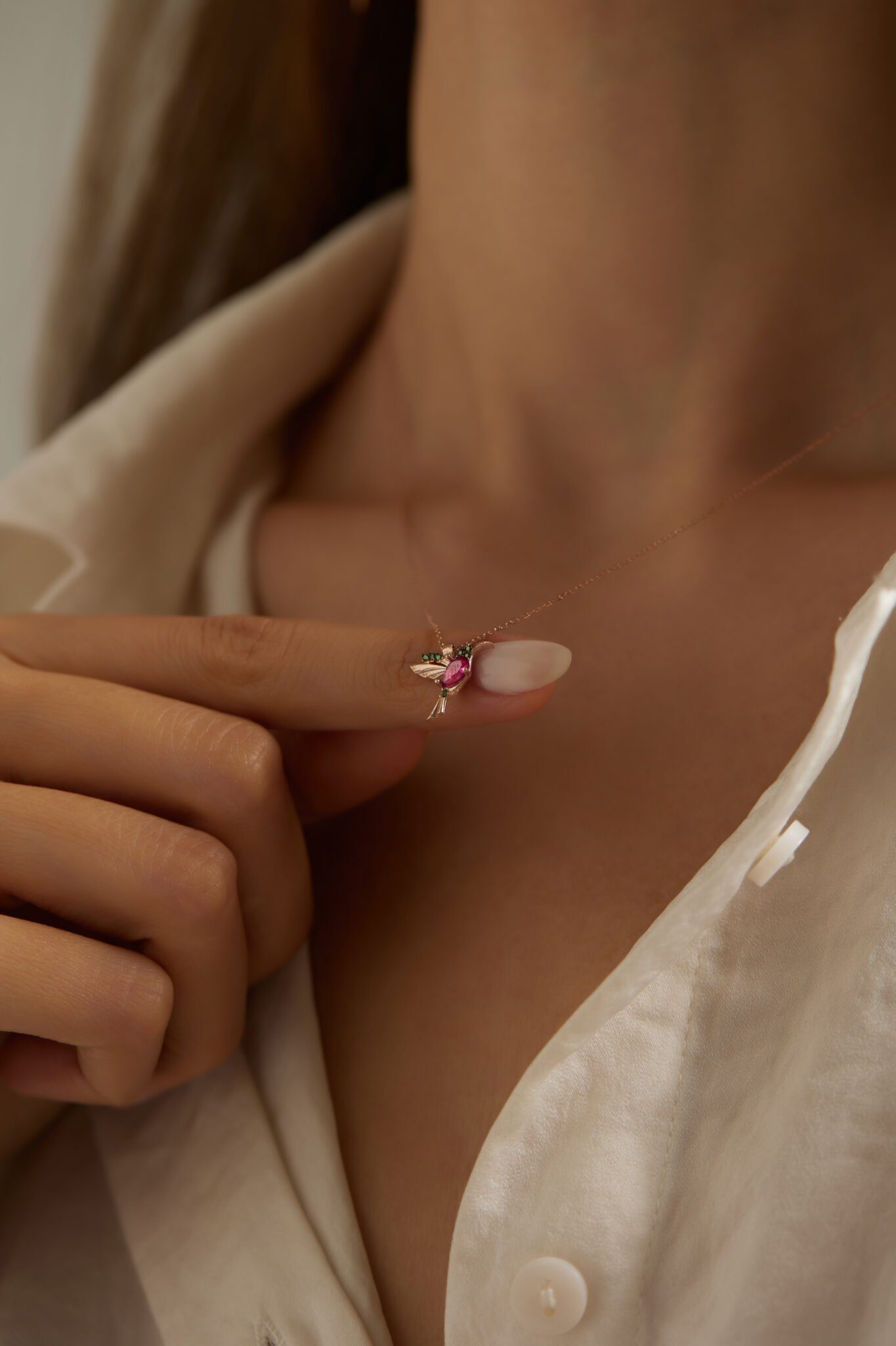 Einzelstück Kette mit Anhänger Einzelstück Kolibri Kette aus 925 Sterling S günstig online kaufen