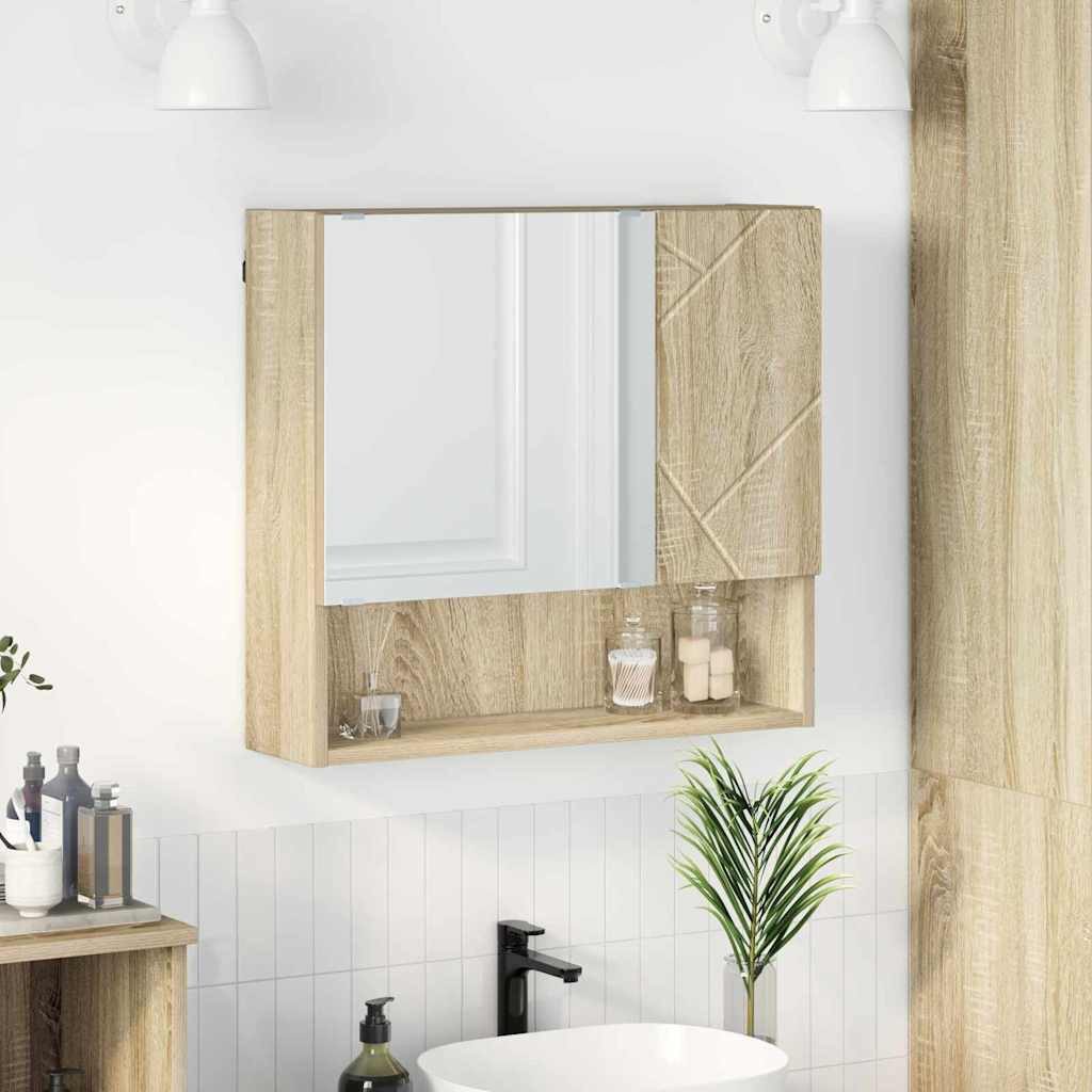 vidaXL Badezimmerspiegelschrank Spiegelschrank Sonoma-Eiche 59 x 17 x 55 cm Holzwerkstoff (1-St)