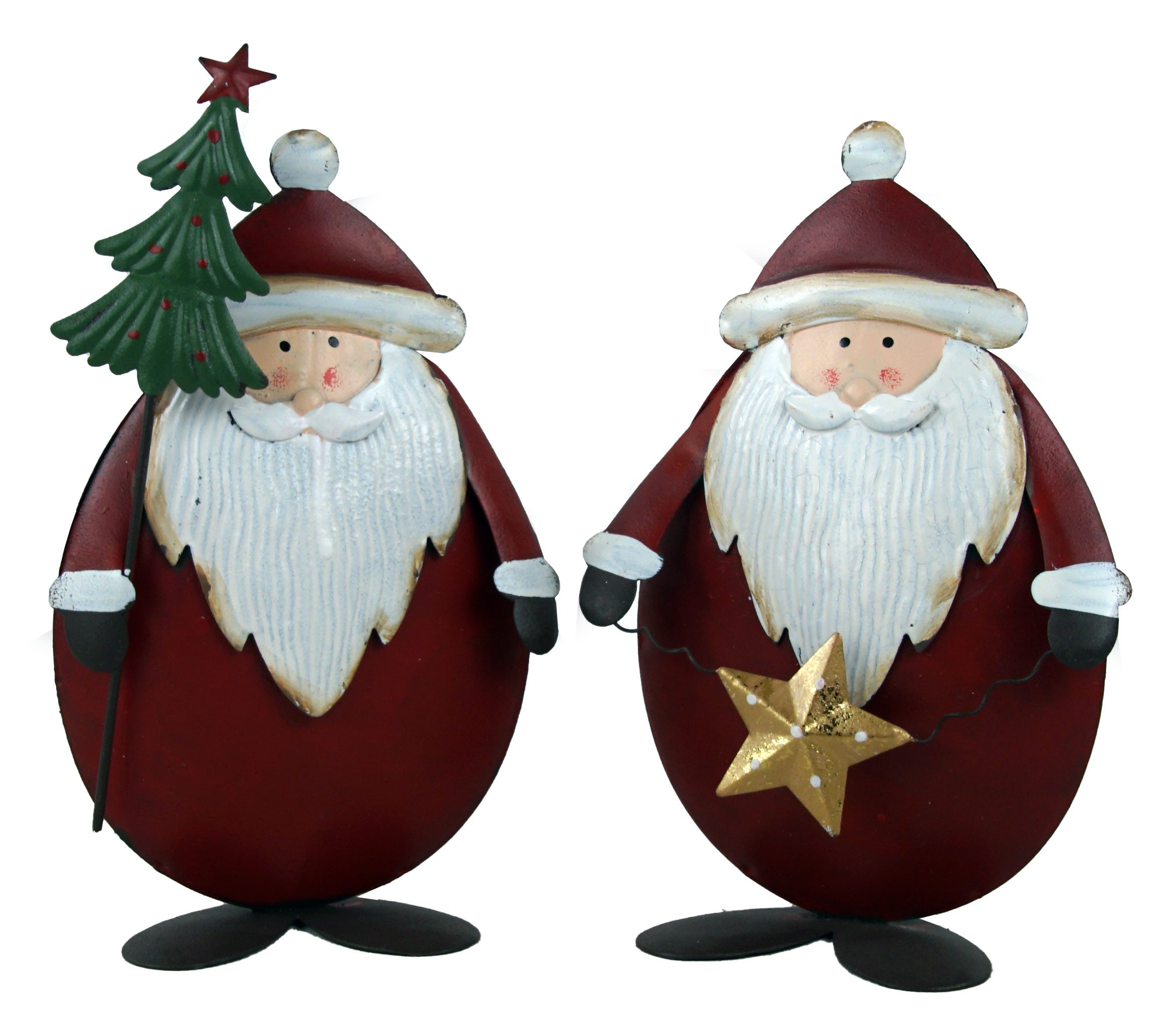 Posiwio Weihnachtsmann 2er-Set Metall-Nikoläuse (2 St)