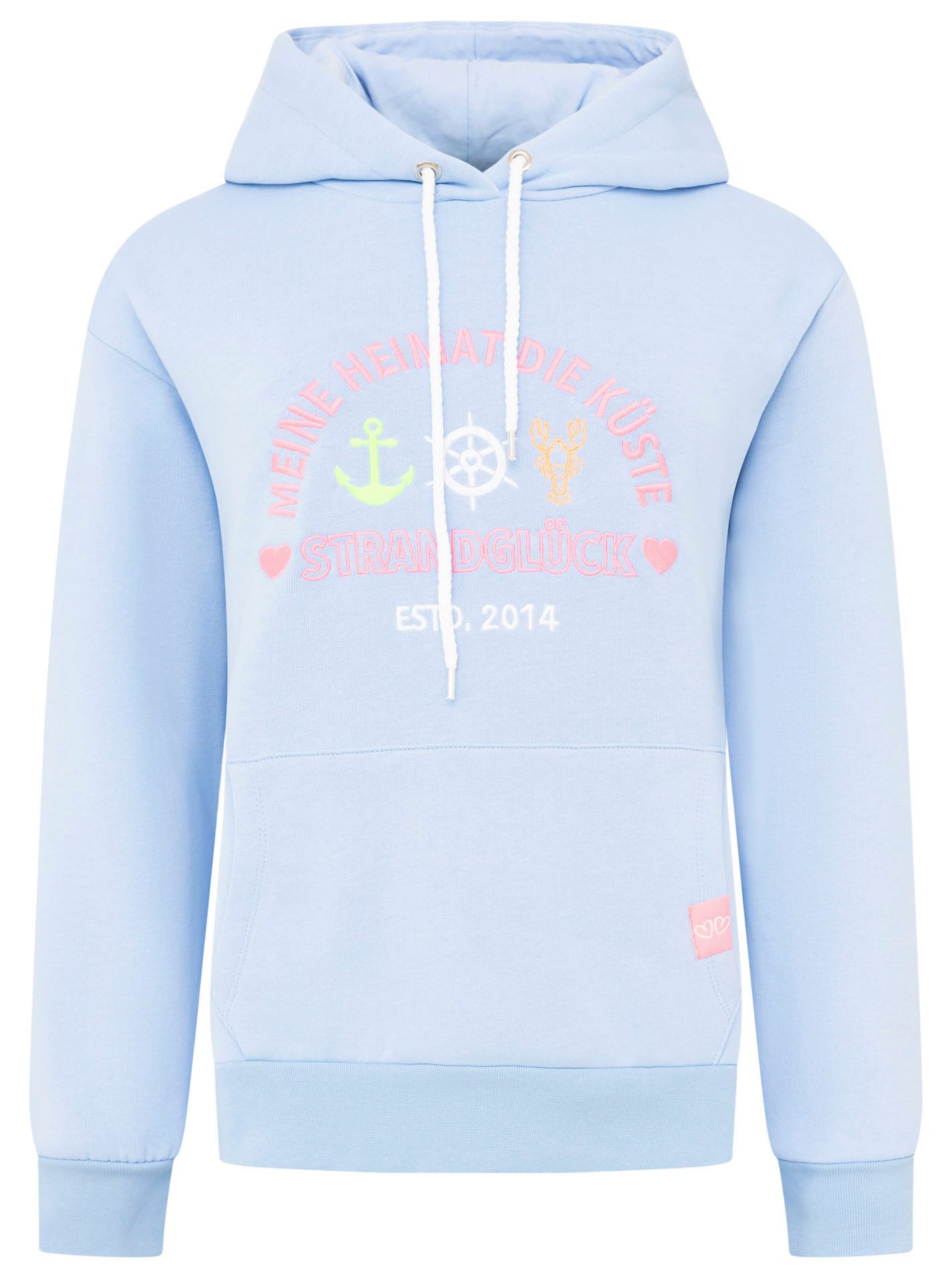 Zwillingsherz Hoodie "Moin Strandglück" Fronttaschen, innen mit Fleece, Kapuze, Stickerei