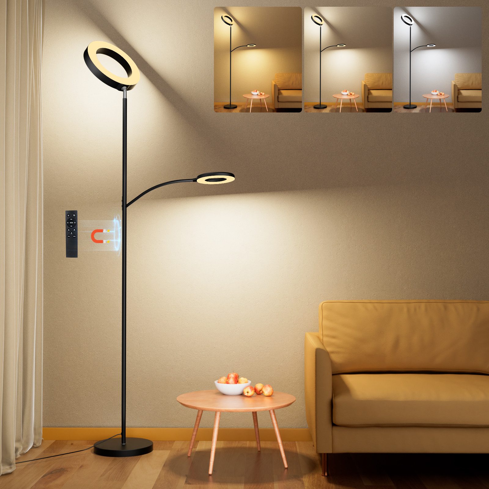 Lujasi LED Stehlampe 36 W Dimmbarer Deckenfluter mit Fernbedienung & Memory günstig online kaufen
