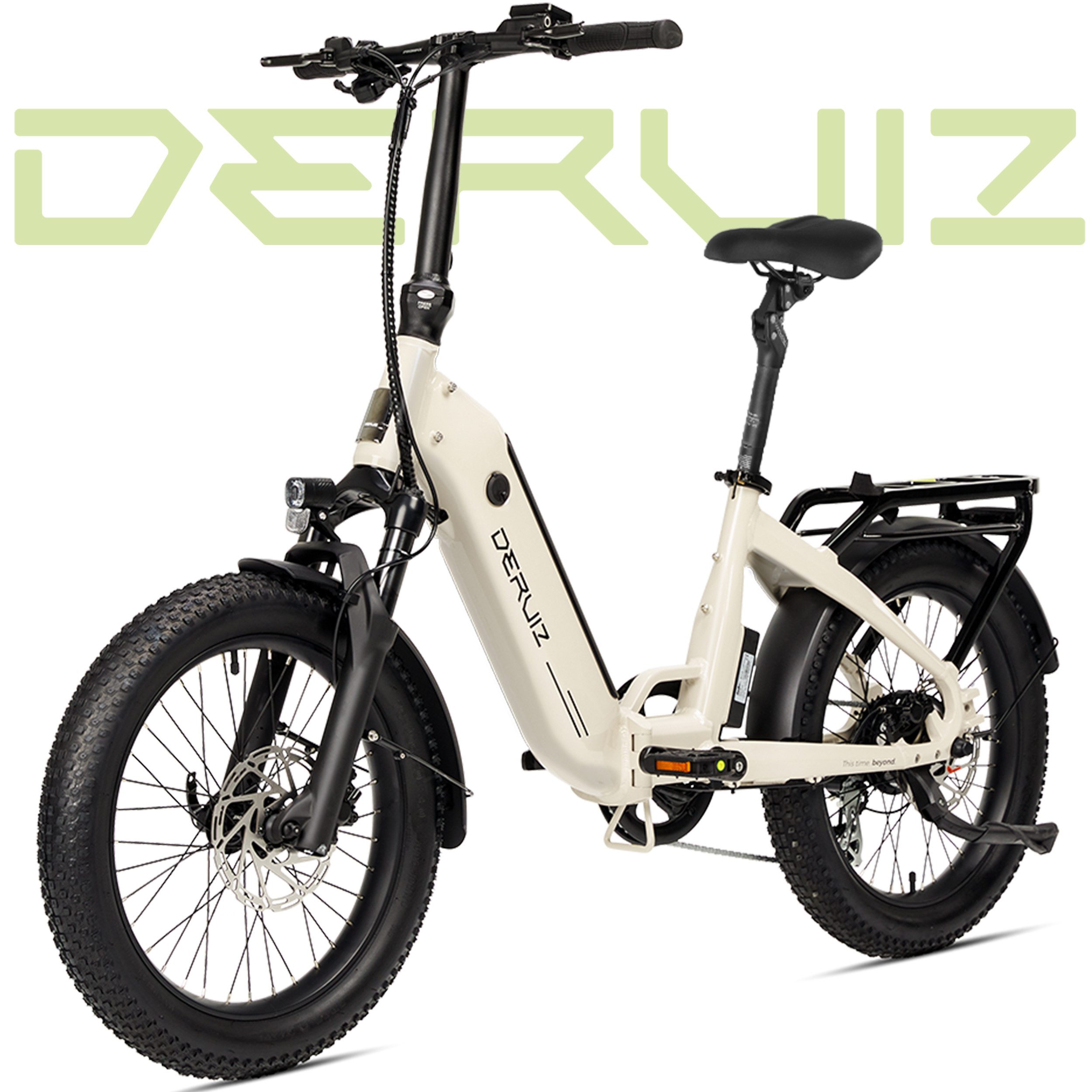 DERUIZ E-Bike Faltrad 20 Zoll, max. 140km, Federsattelstütze, mit Bluetooth & App, 5 Stufen, 8 Gang SHIMANO SHIMANO ALTUS 11-32T Schaltwerk, Kettenschaltung, Heckmotor, 500 Wh, (mit Akku-Ladegerät, mit Werkzeug), RH:36cm, Bremslicht, Gepäckträger (max.50kg), hydraulische Bremsen