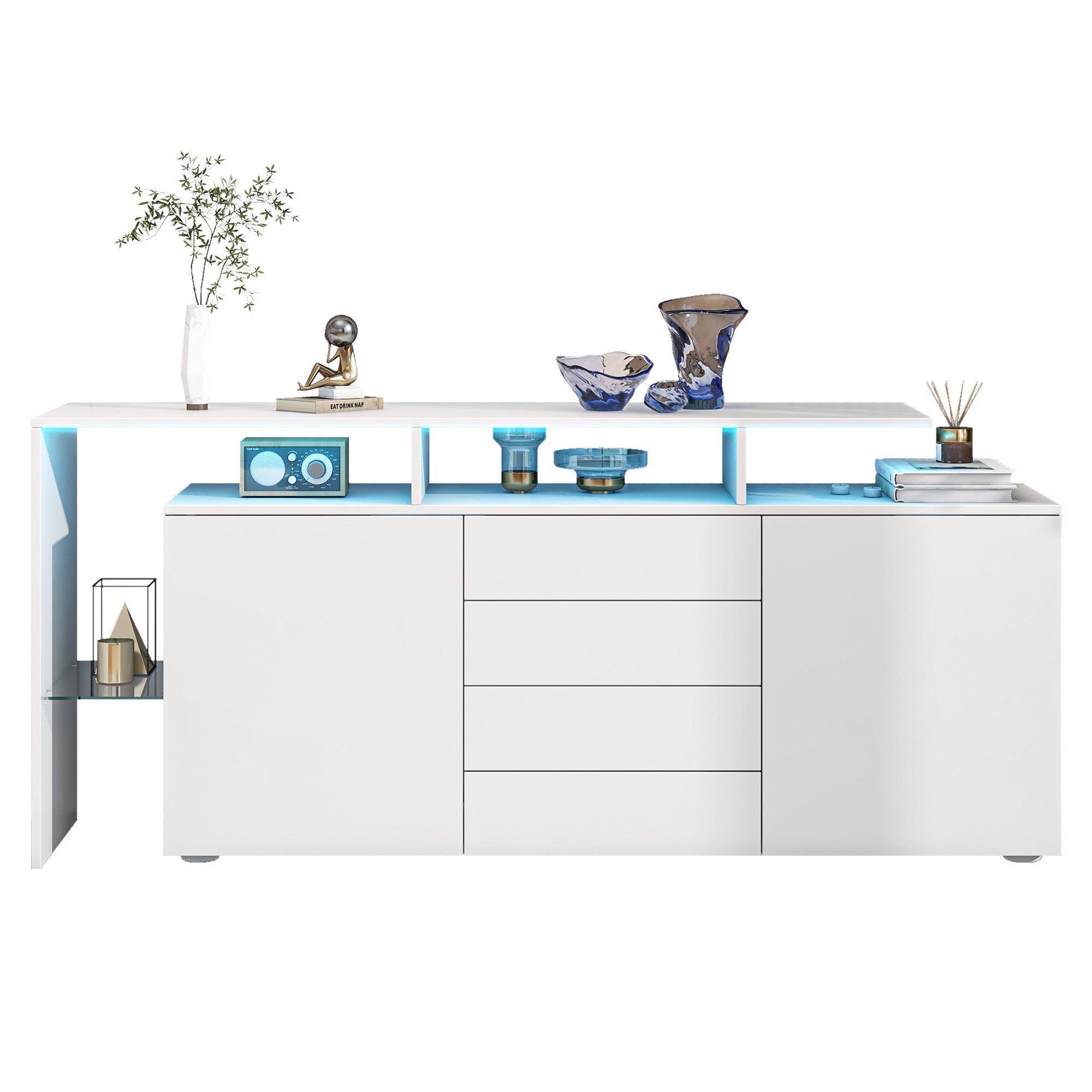 Sideboard mit LED Beleuchtung, Kommode, TV-Schrank, Wohnzimmerschrank