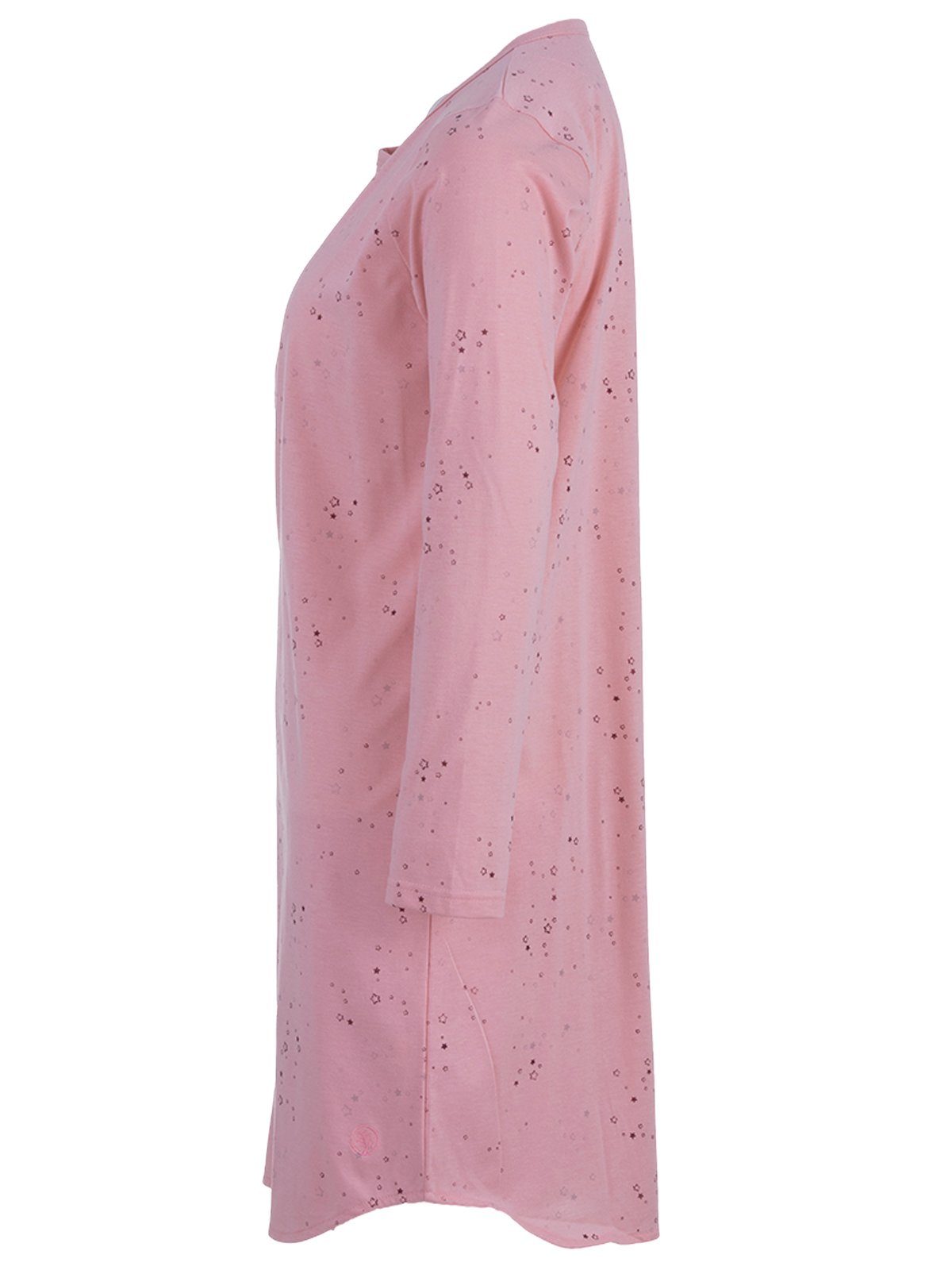 Nachthemd zeitlos Langarm - Sterne Schlafshirt rosa