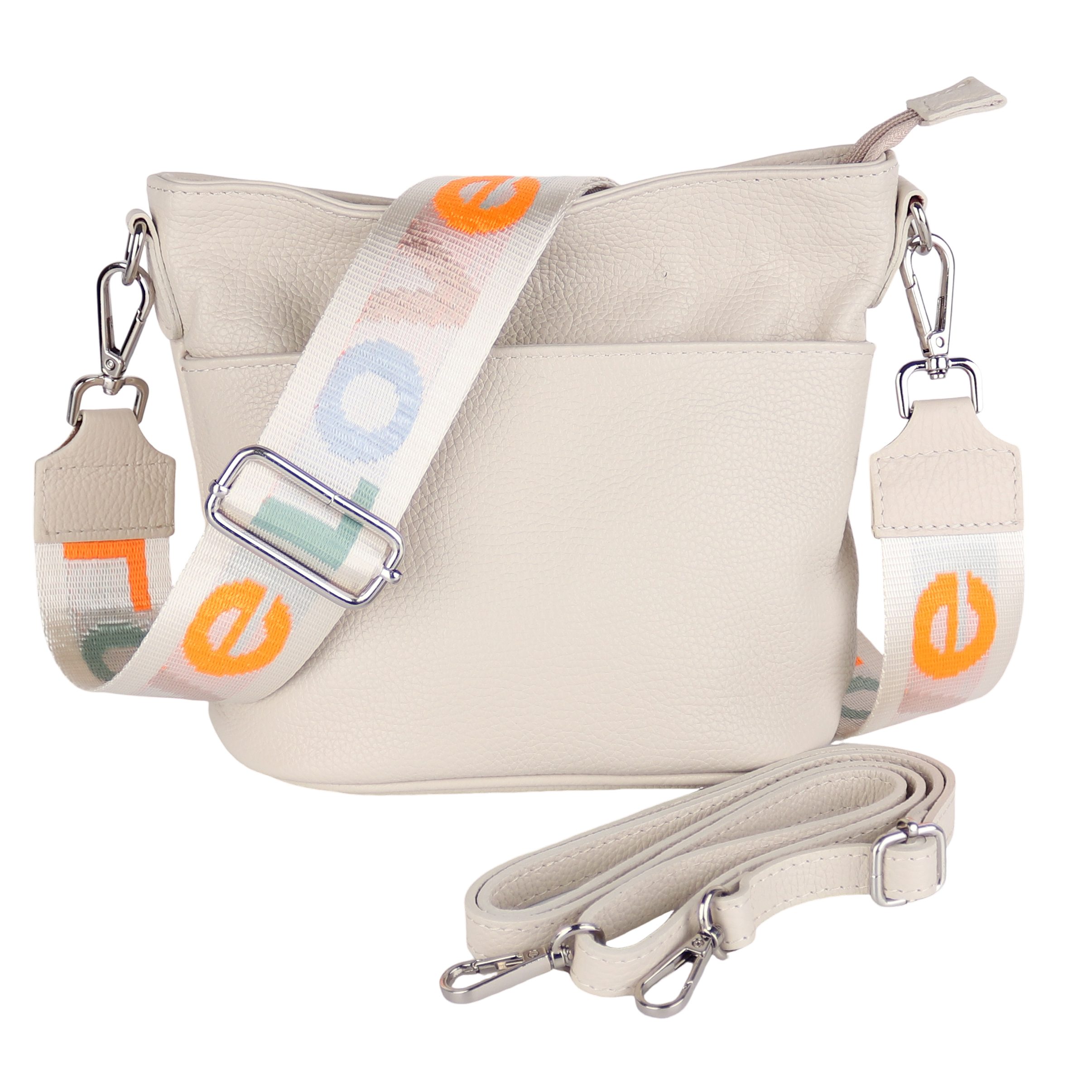 MIRROSI Umhängetasche Damen, Crossbody Bag, Echtleder Made in Italy (1 Tasche 2 Gurte oder Basic Version 1 Tasche 1 Gurt), 24x18x12cm (BXHXT)