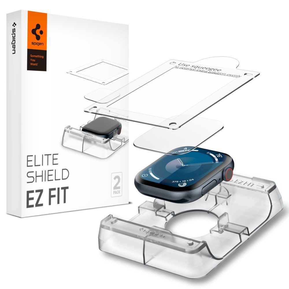 Spigen Displayschutzfolie Schutzglas Bildschirmschutz Uhrenfolie für Apple Watch Series 10 (42 mm), Spar-Set, 2 Stück, selbstheilend, EZ Fit Montagerahmen, Vollabdeckung