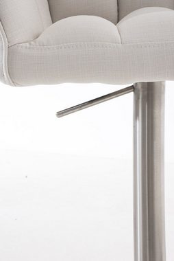 TPFLiving Barhocker Damaso (mit Rückenlehne und Fußstütze - Hocker für Theke & Küche), 360° drehbar - Gestell Edelstahl - Sitzfläche: Stoff Weiß