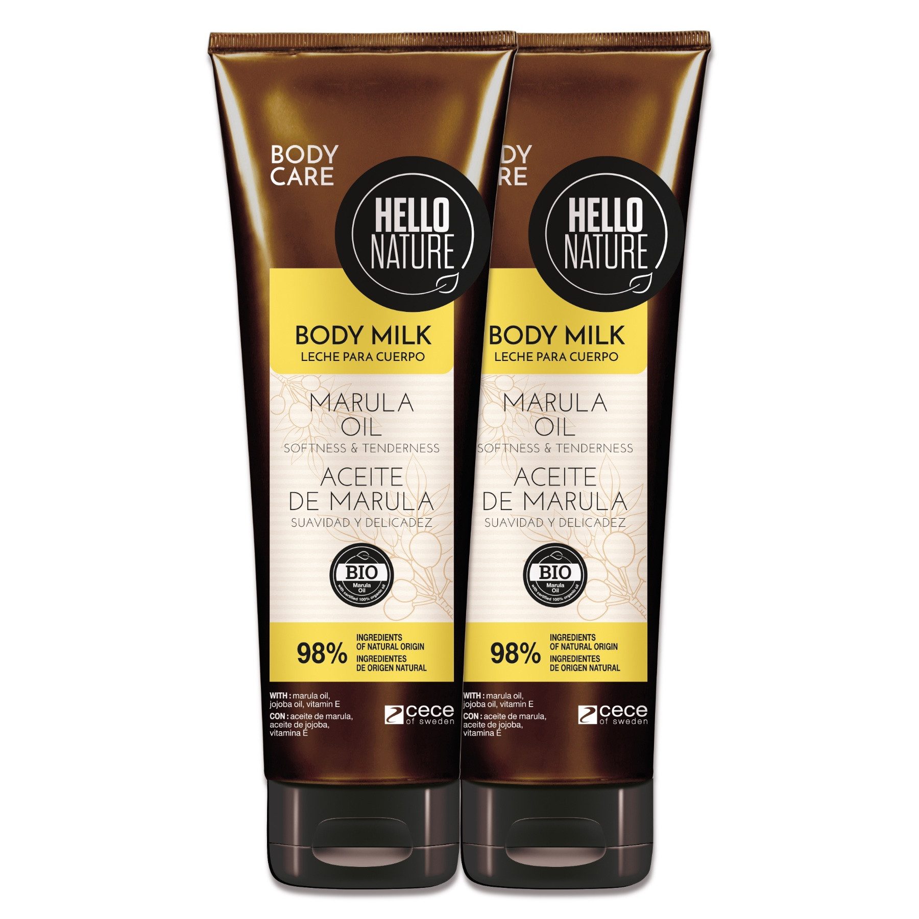 Hello Nature Tagescreme Body Milk Balm Marula Körpermilch Bodylotion gegen trockene Haut, 2-tlg., Hautpflege, Tagescreme, Bodycreme