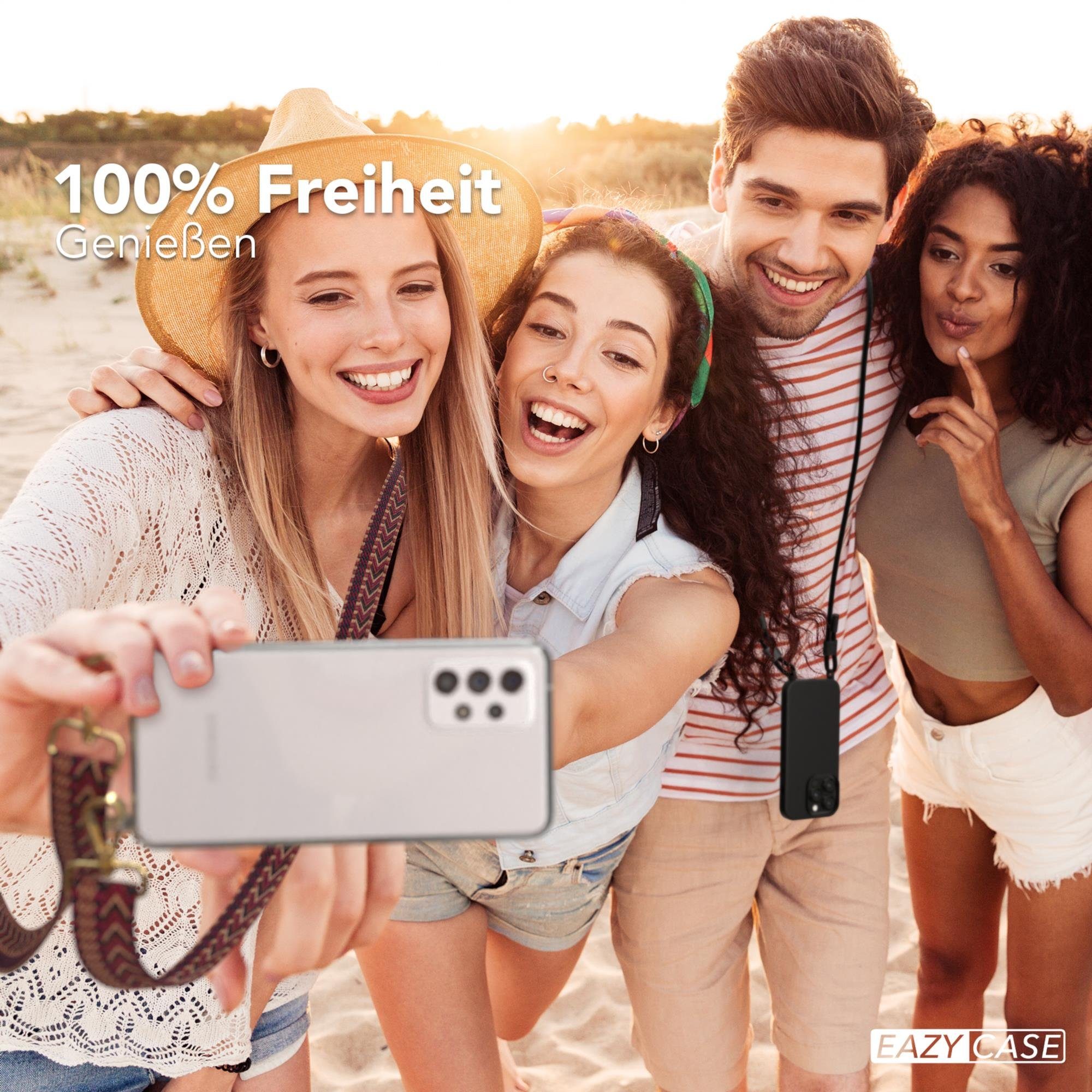 EAZY CASE Handykette Boho Umhängeband für Galaxy A52 / A52 5G / A52s 5G 6,5 Zoll, dünner Riemen Silikon Hülle zum Umhängen Umhängetasche schmal Etui Rot