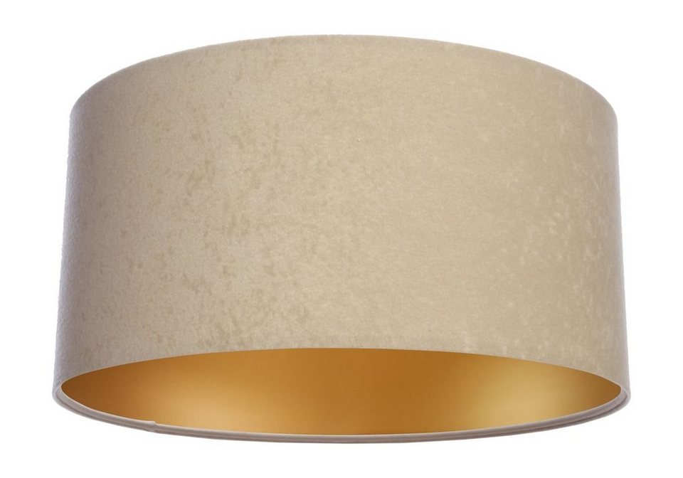 Licht-Erlebnisse Pendelleuchte AYLMER, ohne Leuchtmittel, Hängeleuchte  Wohnzimmer Beige Gold Stoffschirm Hängeleuchte Velours