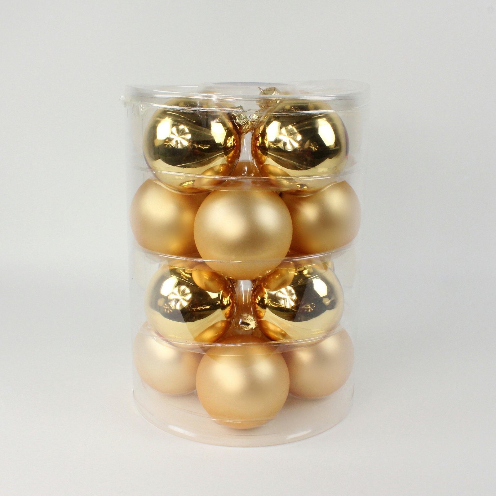 Lucht Weihnachtsbaumkugel Glas-Kugel-Box Ø 8 cm gold matt/glänzend 16 Stück günstig online kaufen