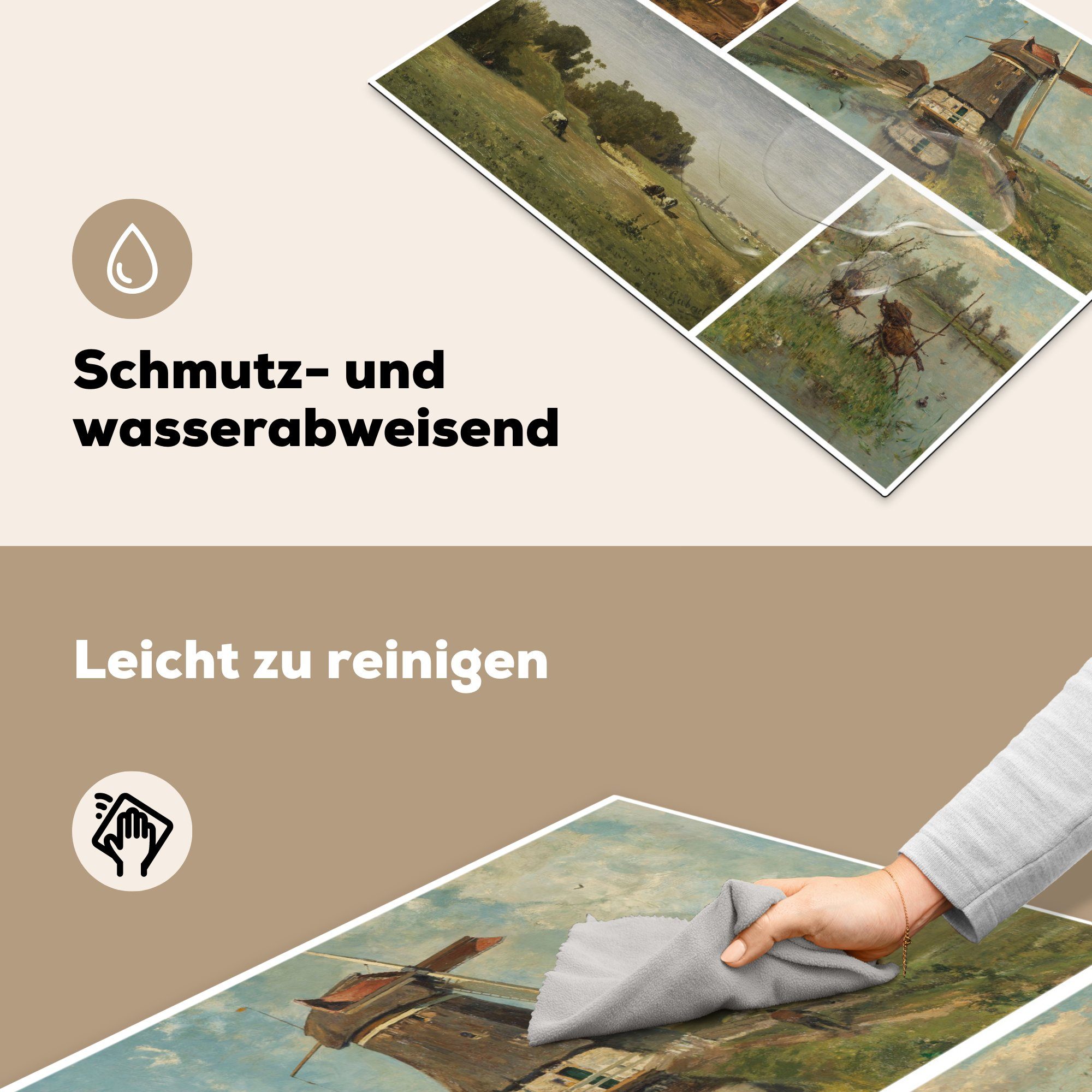 MuchoWow Herdblende-/Abdeckplatte Collage - Niederlande tlg), Vinyl, - küche, die Schutz 71x52 für Induktionskochfeld cm, Kunst, Ceranfeldabdeckung (1