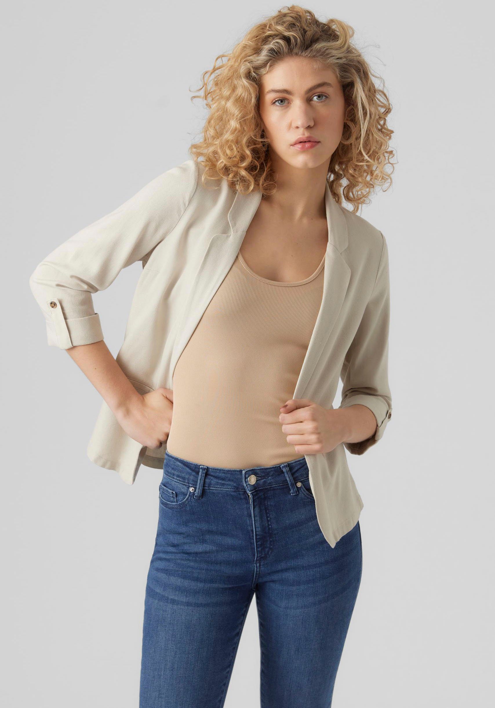 Vero Moda Kurzblazer VMJESMILO 3/4 LOOSE BLAZER WVN NOOS mit Leinen günstig online kaufen
