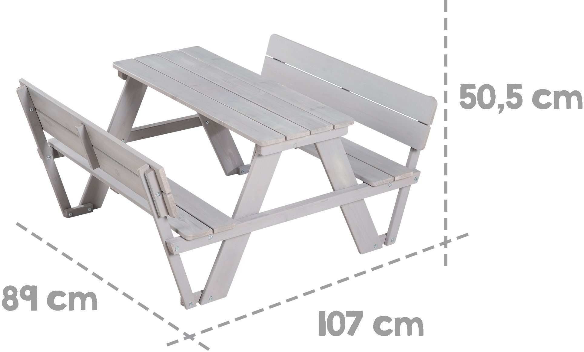 roba® Children's Seating Set Picnic for 4 Outdoor +, Grey, (Set), with backrest; including seat cushions »Little Stars«