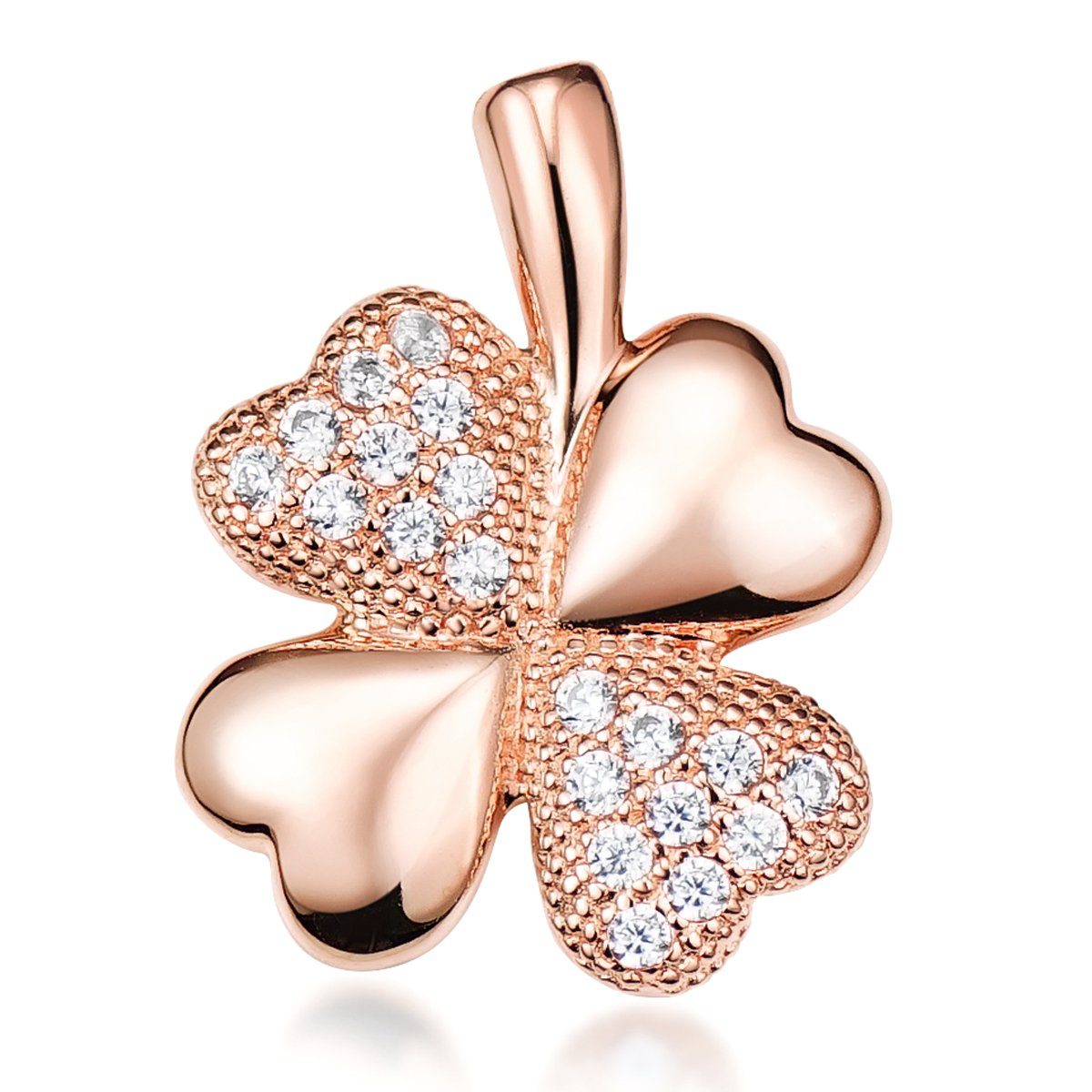 Materia Kettenanhänger Kleeblatt Glücksbringer Zirkonia KA-309-Rosegold, aus 925 Sterling Silber, rosévergoldet