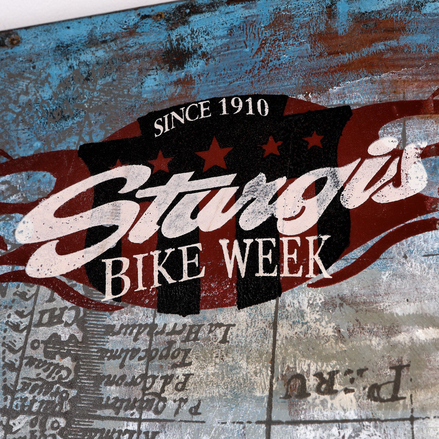Home4Living Metallbild Metallbild 3D 100x100cm Wandbild Relief Unikat handgefertigt, Bike Week Red, 3D Effekt