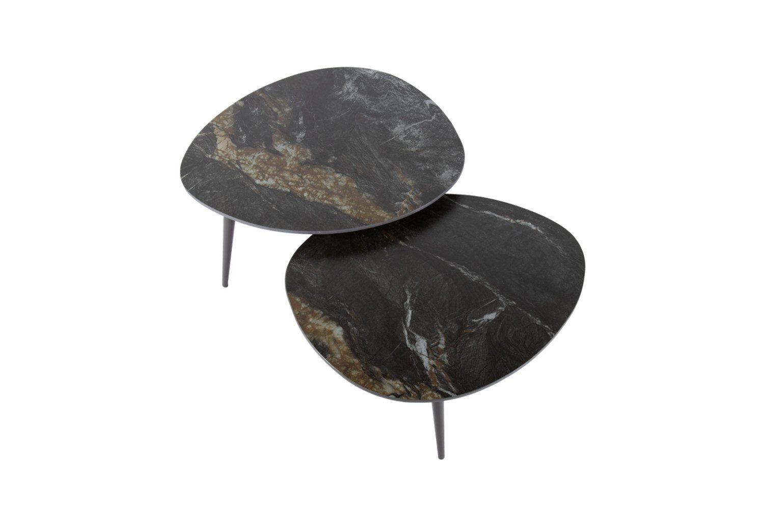 KAWOLA Couchtisch PONTE (Set, 2-St), Keramik schwarz oval