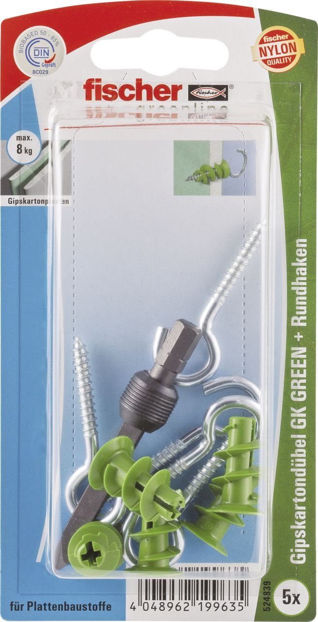 22 Dübel-Set - und GK Fischer mm green Gipskartondübel fischer RH 5 Schrauben-